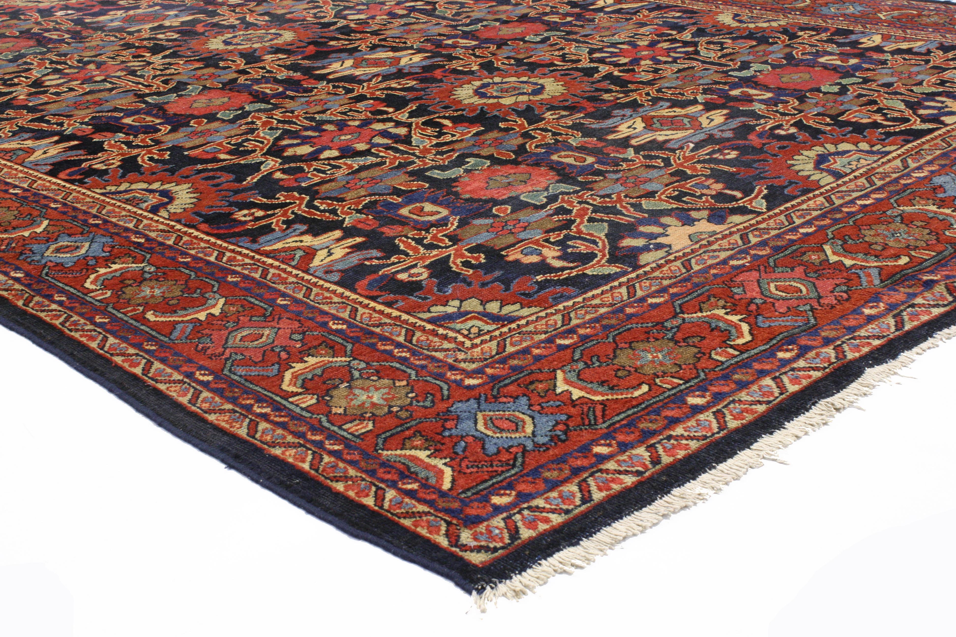 Distressed Antique Persian Mahal Rug with Rustic English Traditional Style  For Sale 3