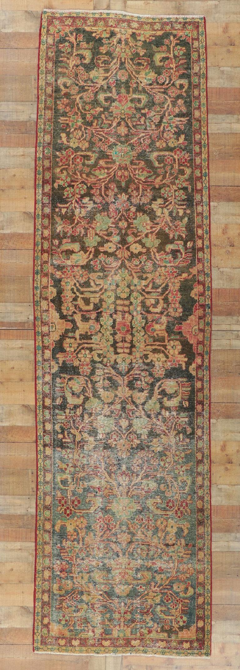 Lana Tappeto persiano Mahal rustico degli anni '50 con stile moderno e colori della terra in vendita