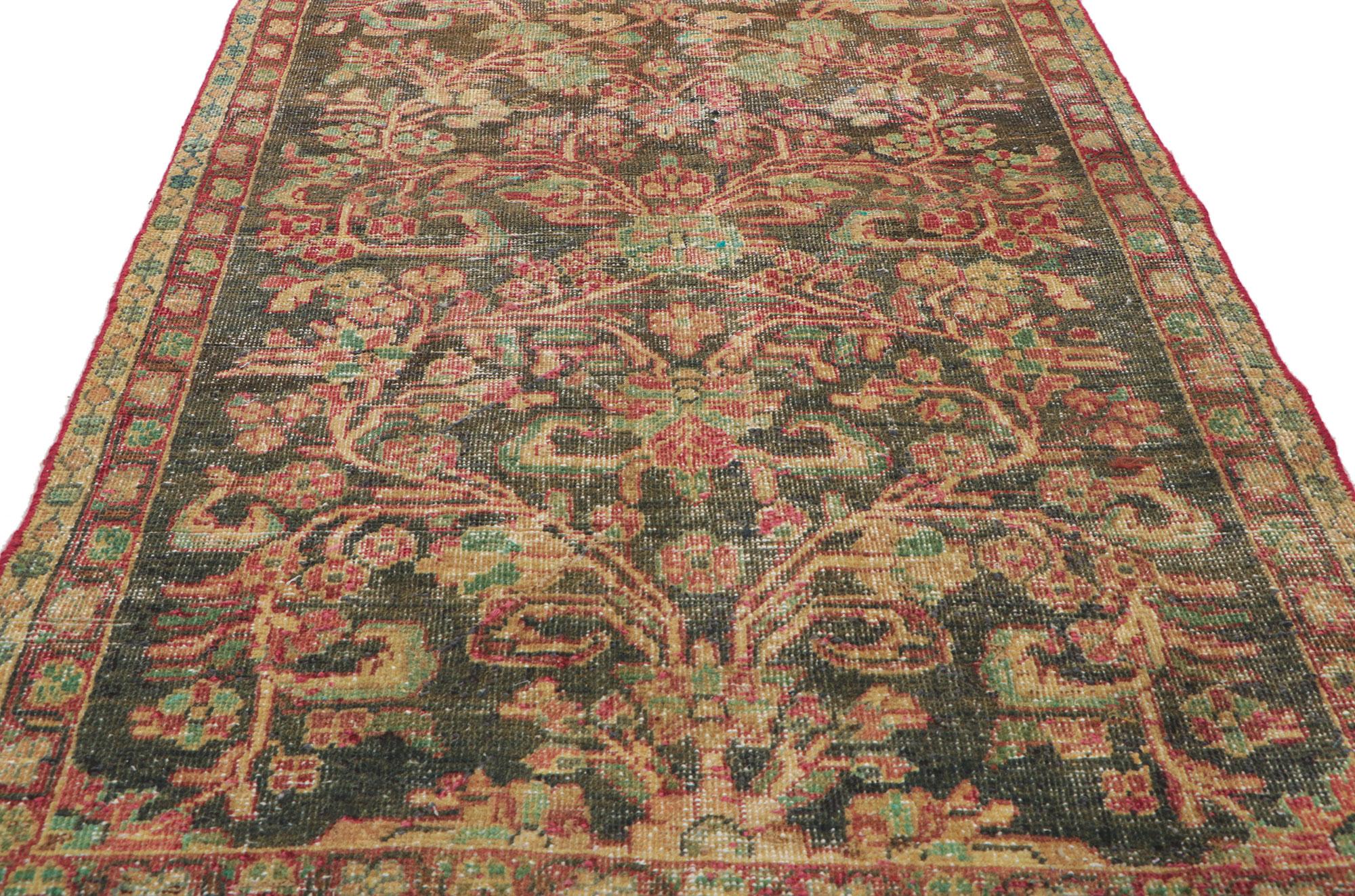 Vintage Persian Mahal Runner In Distressed Condition For Sale In Dallas, TX