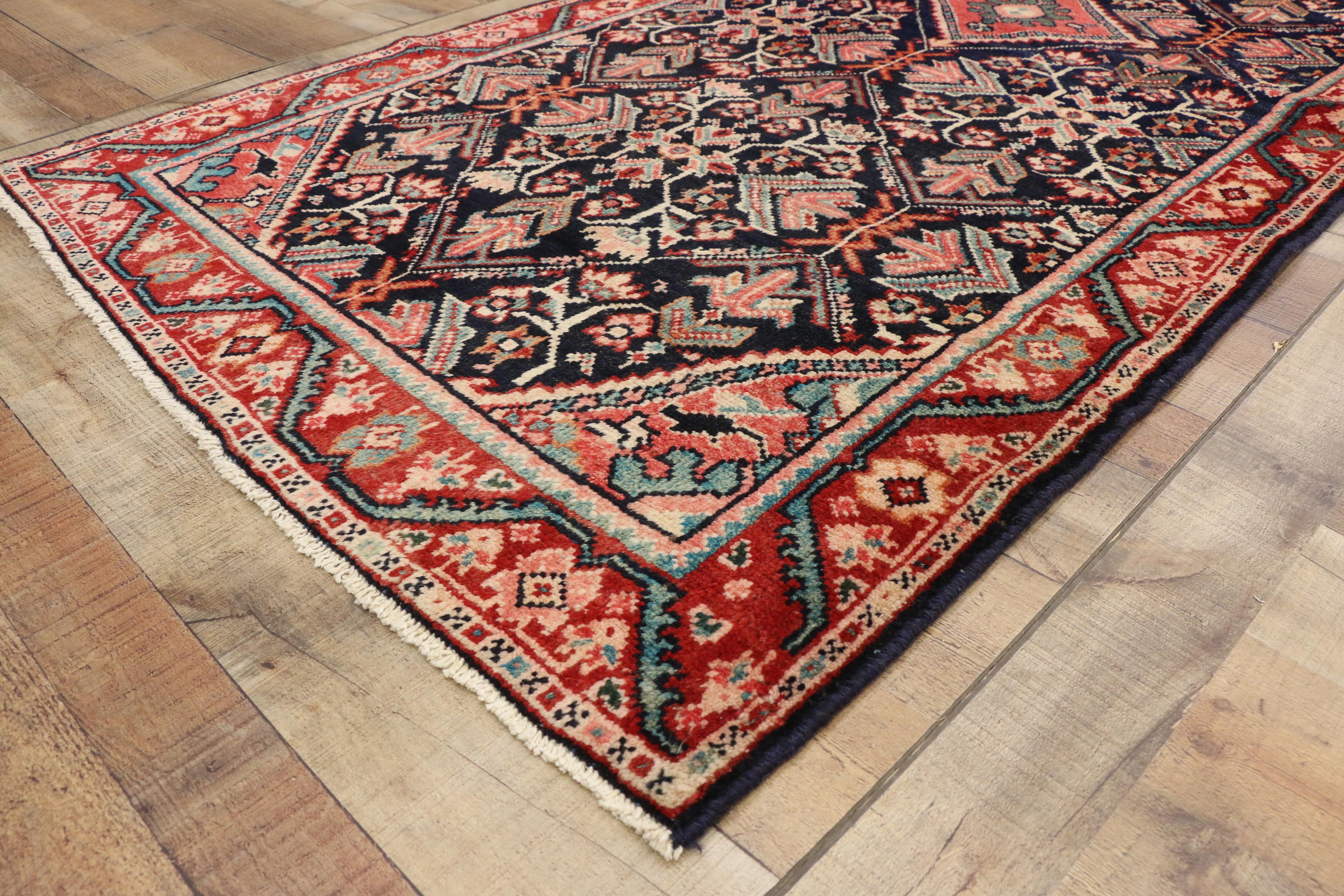 Wool Vintage Persian Mahal Runner with Traditional Style, Wide Hallway Runner For Sale