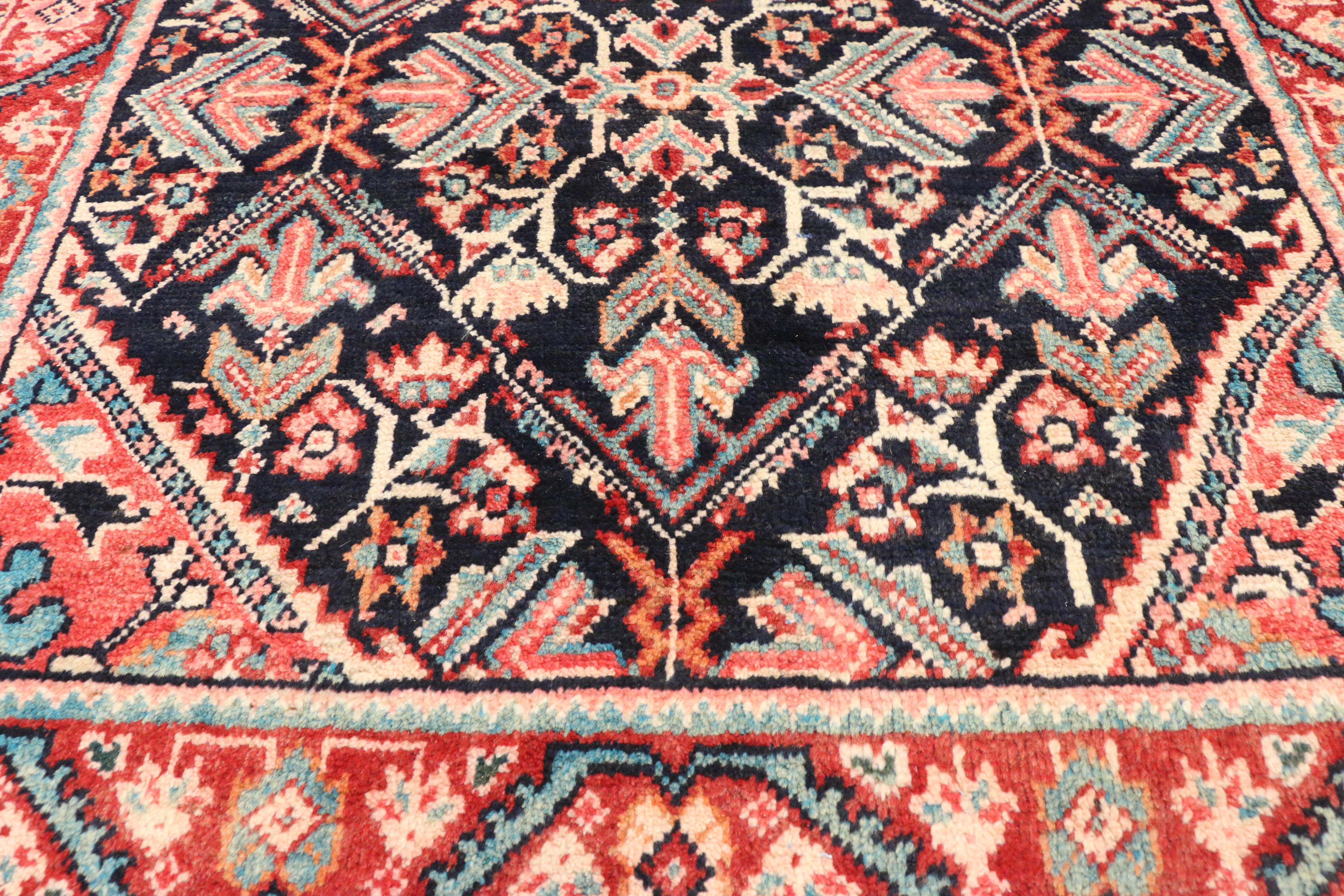 Vintage Persian Mahal Runner with Traditional Style, Wide Hallway Runner In Good Condition For Sale In Dallas, TX