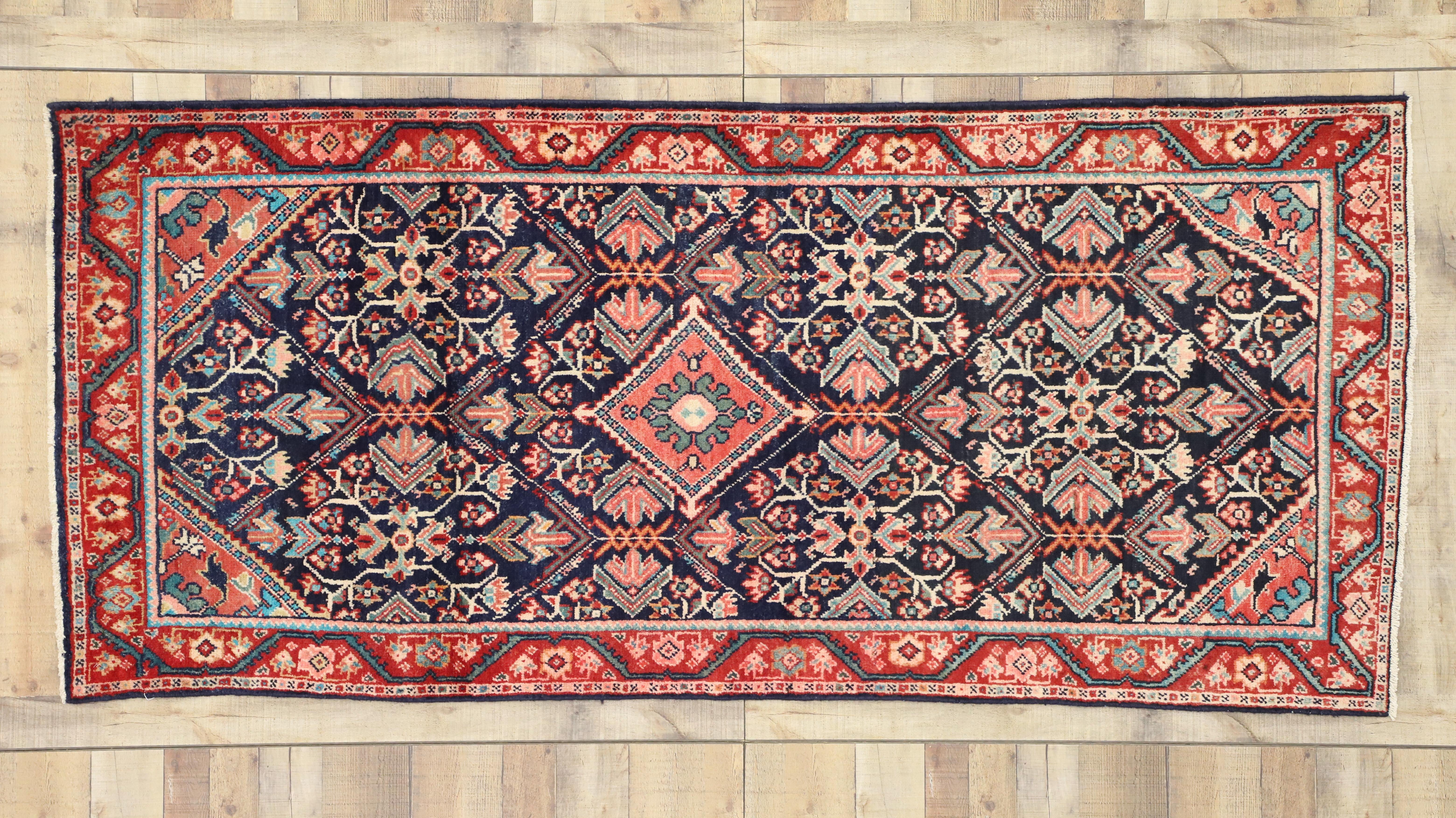 Vintage Persian Mahal Runner with Traditional Style, Wide Hallway Runner For Sale 1