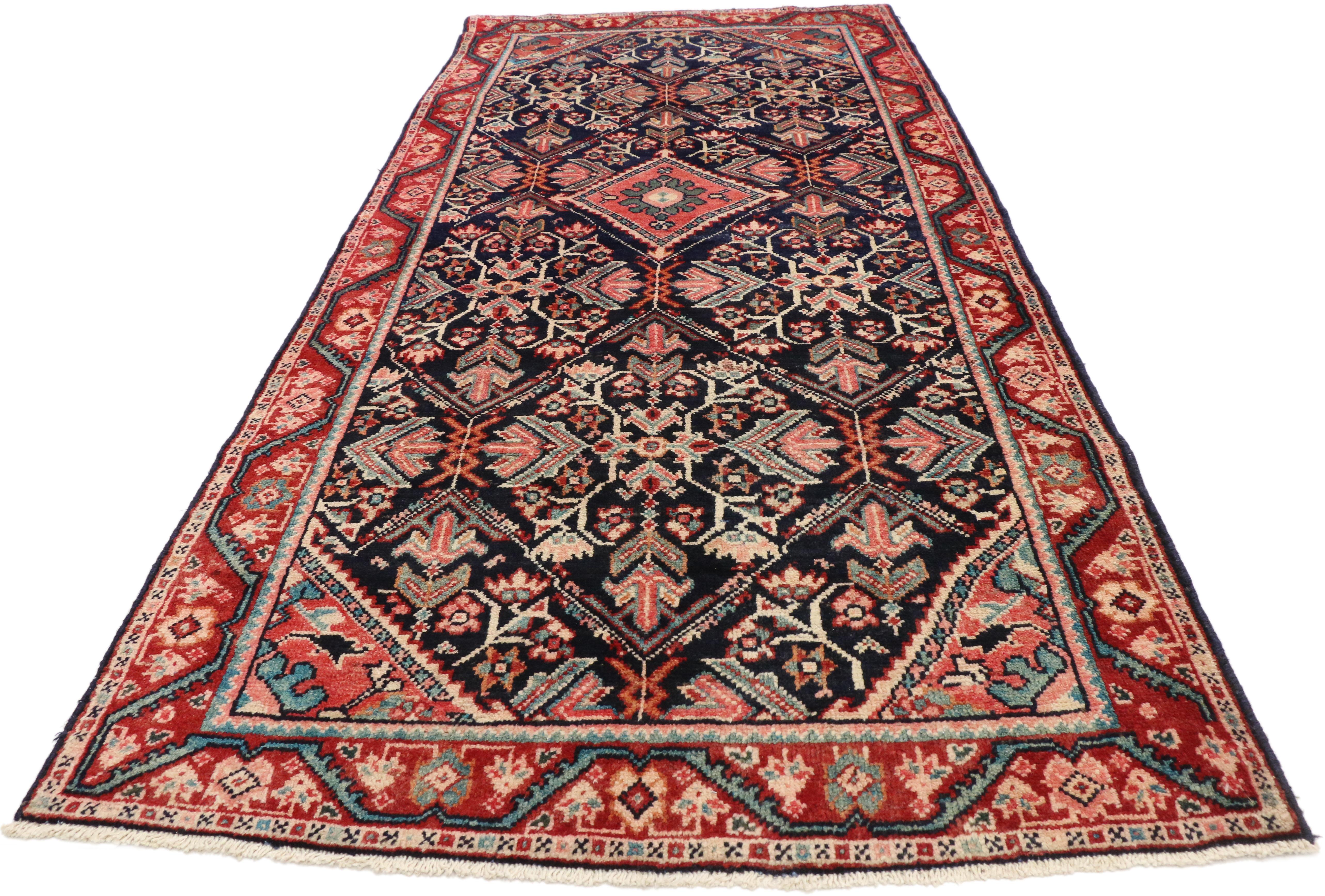 Persischer Mahal-Läufer im traditionellen Stil, breiter Flur-Läufer (Handgeknüpft) im Angebot