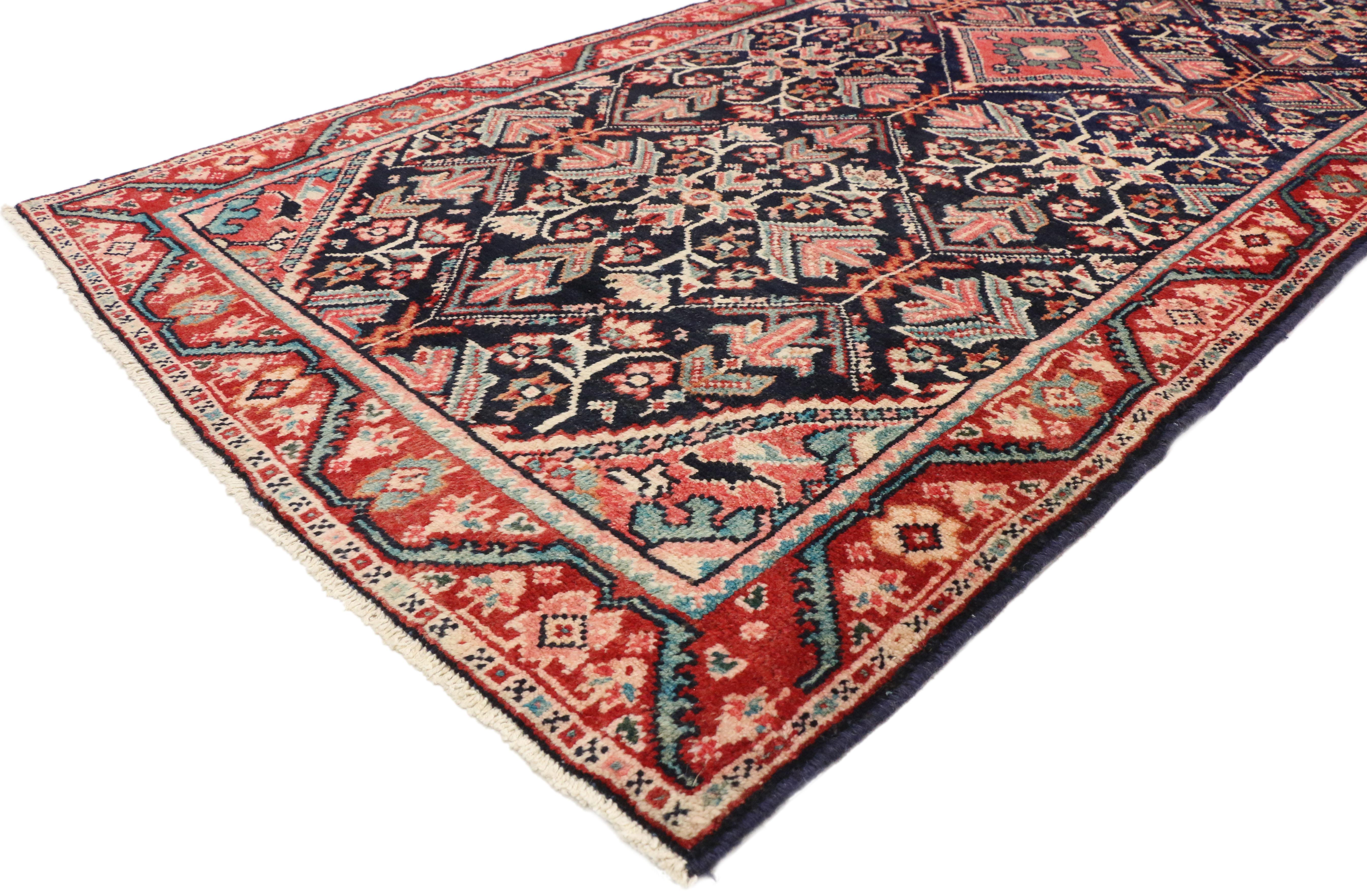 Victorian Vintage Persian Mahal Runner with Traditional Style, Wide Hallway Runner For Sale