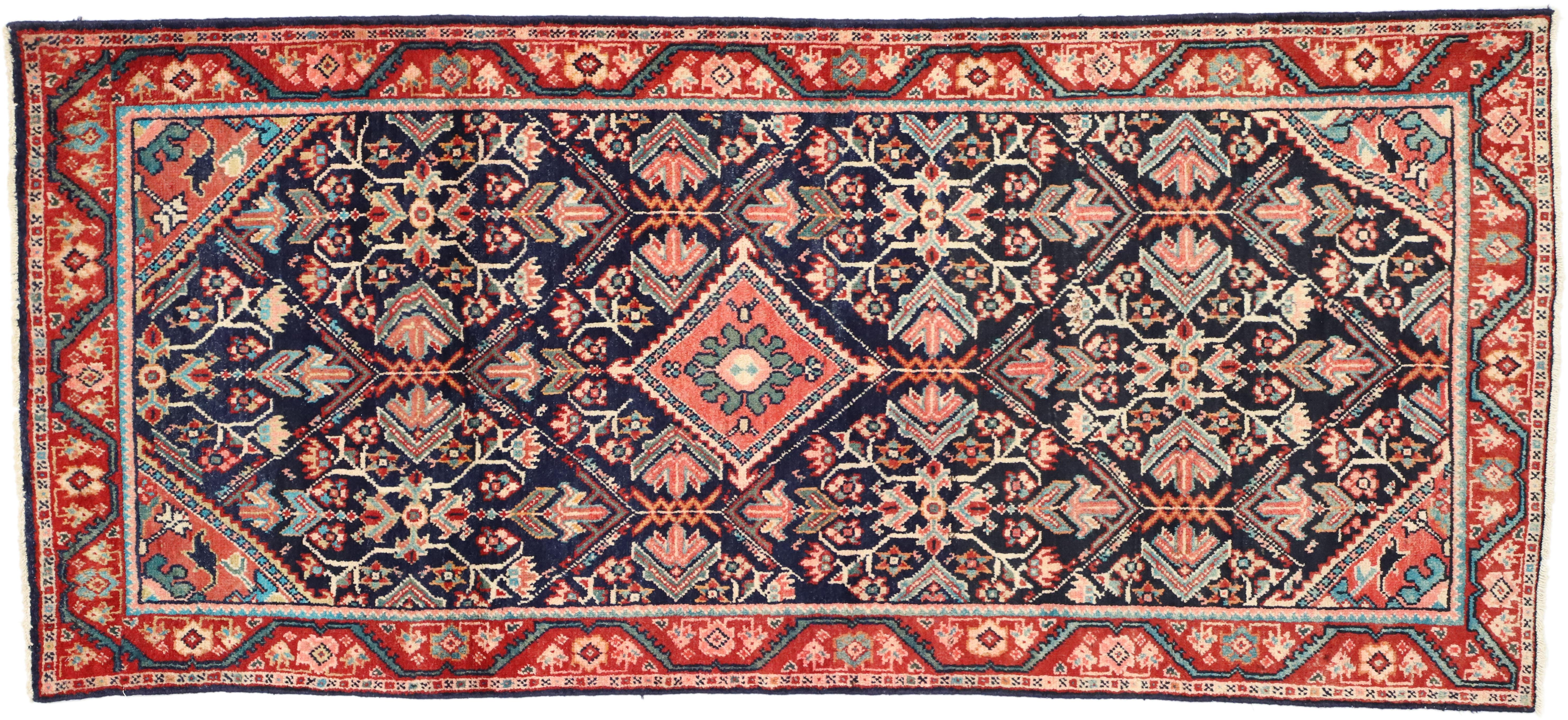 Vintage Persian Mahal Runner with Traditional Style, Wide Hallway Runner For Sale 2