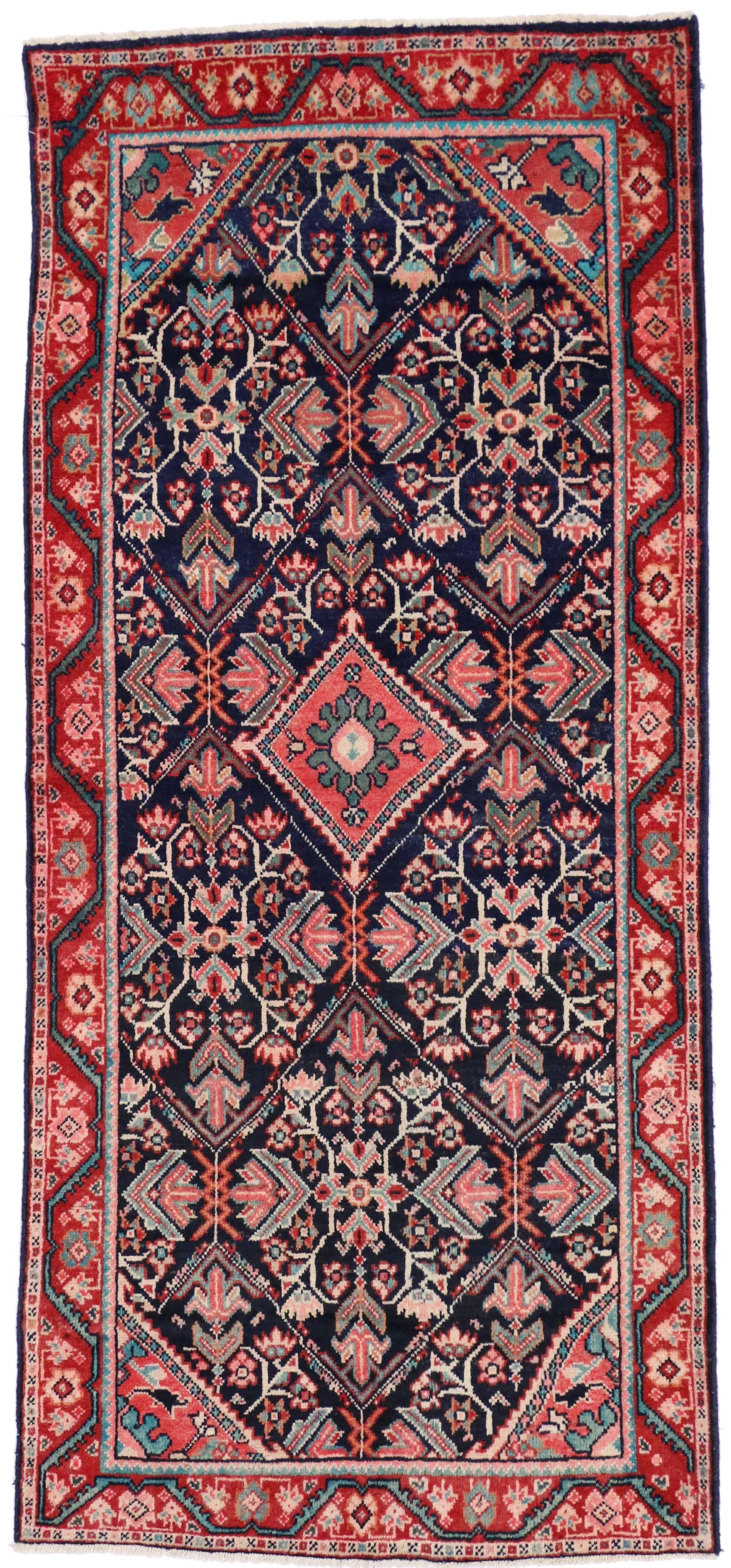 Vintage Persian Mahal Runner with Traditional Style, Wide Hallway Runner  For Sale at 1stDibs
