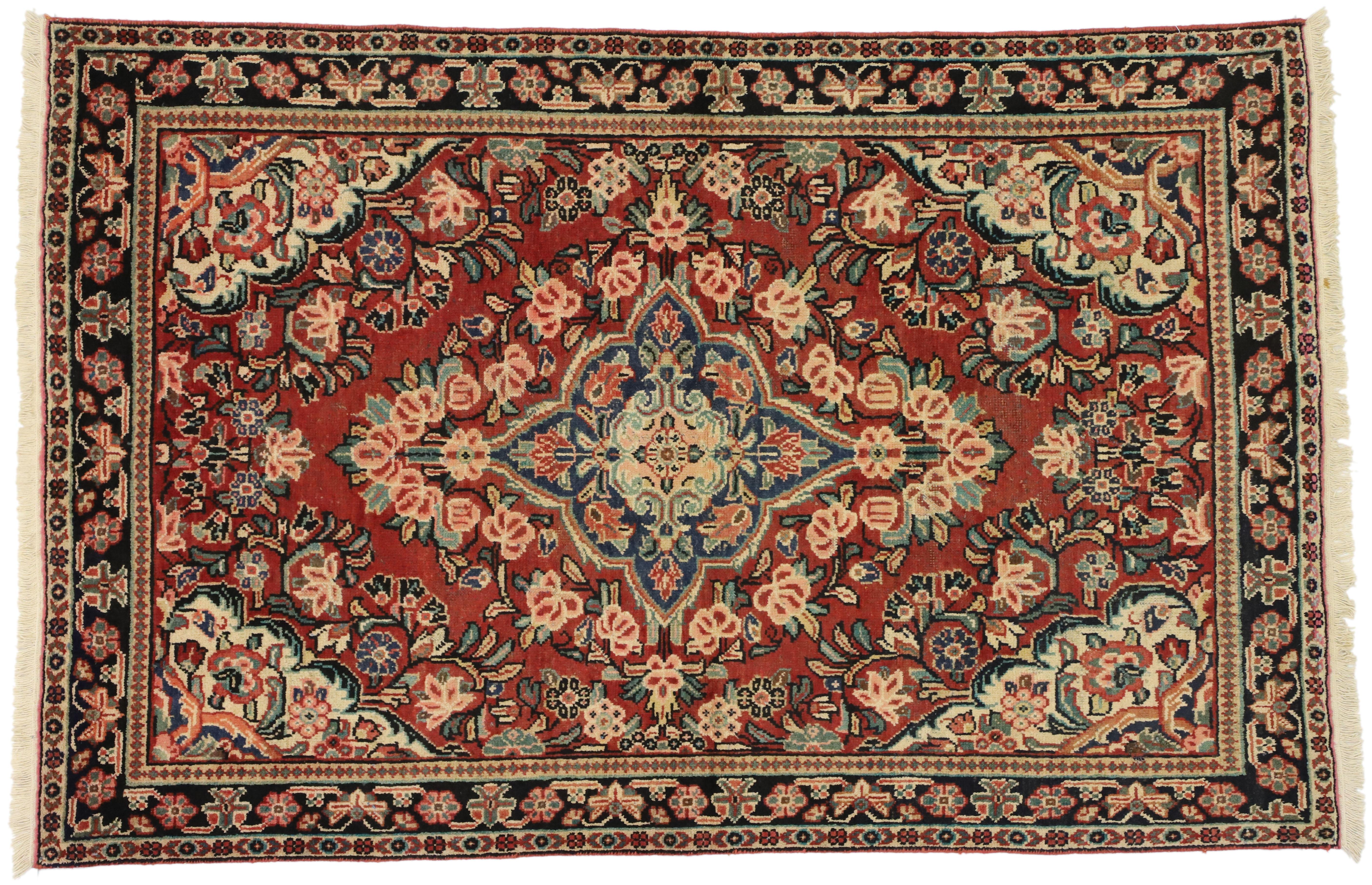 Vintage Persian Mahal Sarouk Rug with Rustic English Country Style, Entry Rug 1