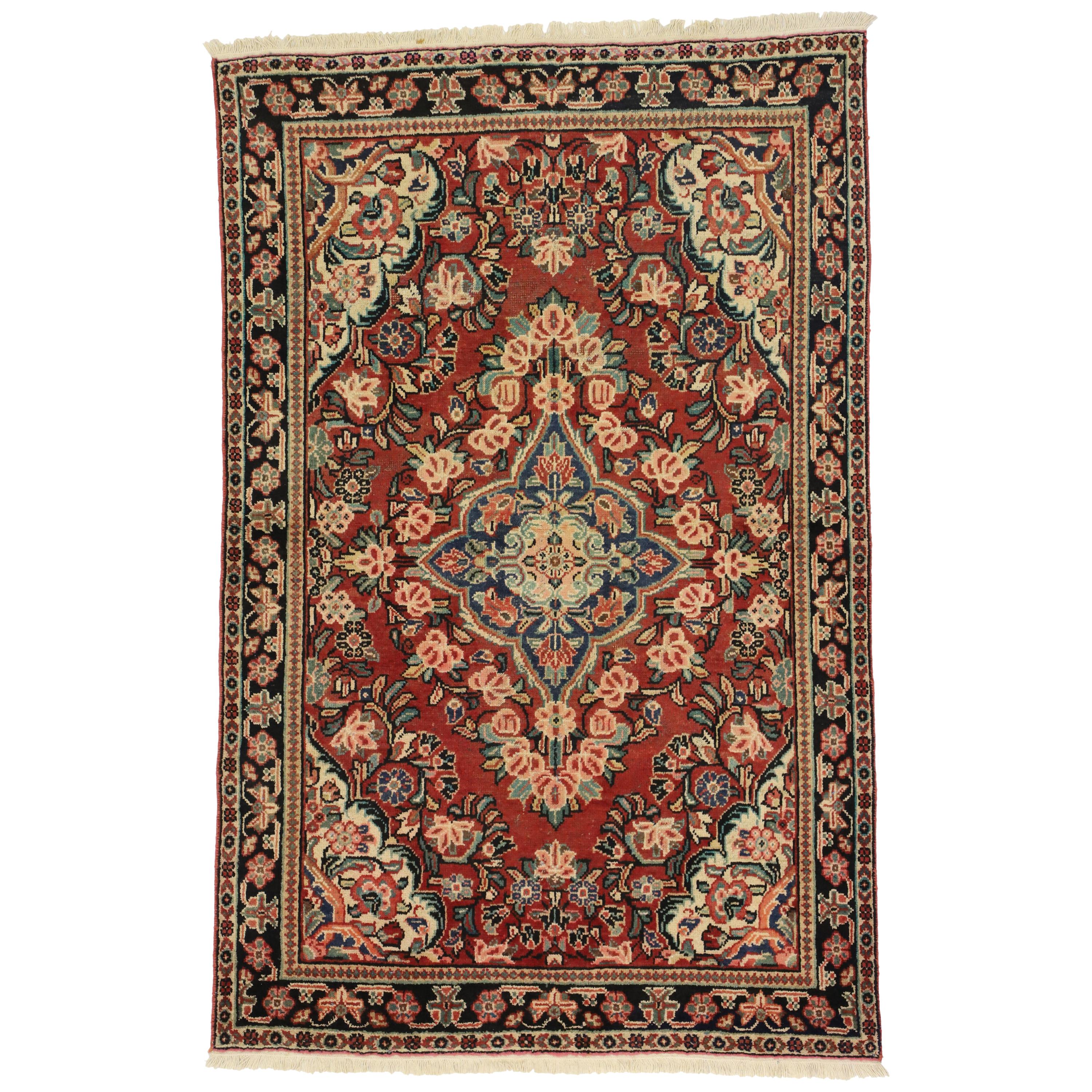 Vintage Persian Mahal Sarouk Rug with Rustic English Country Style, Entry Rug