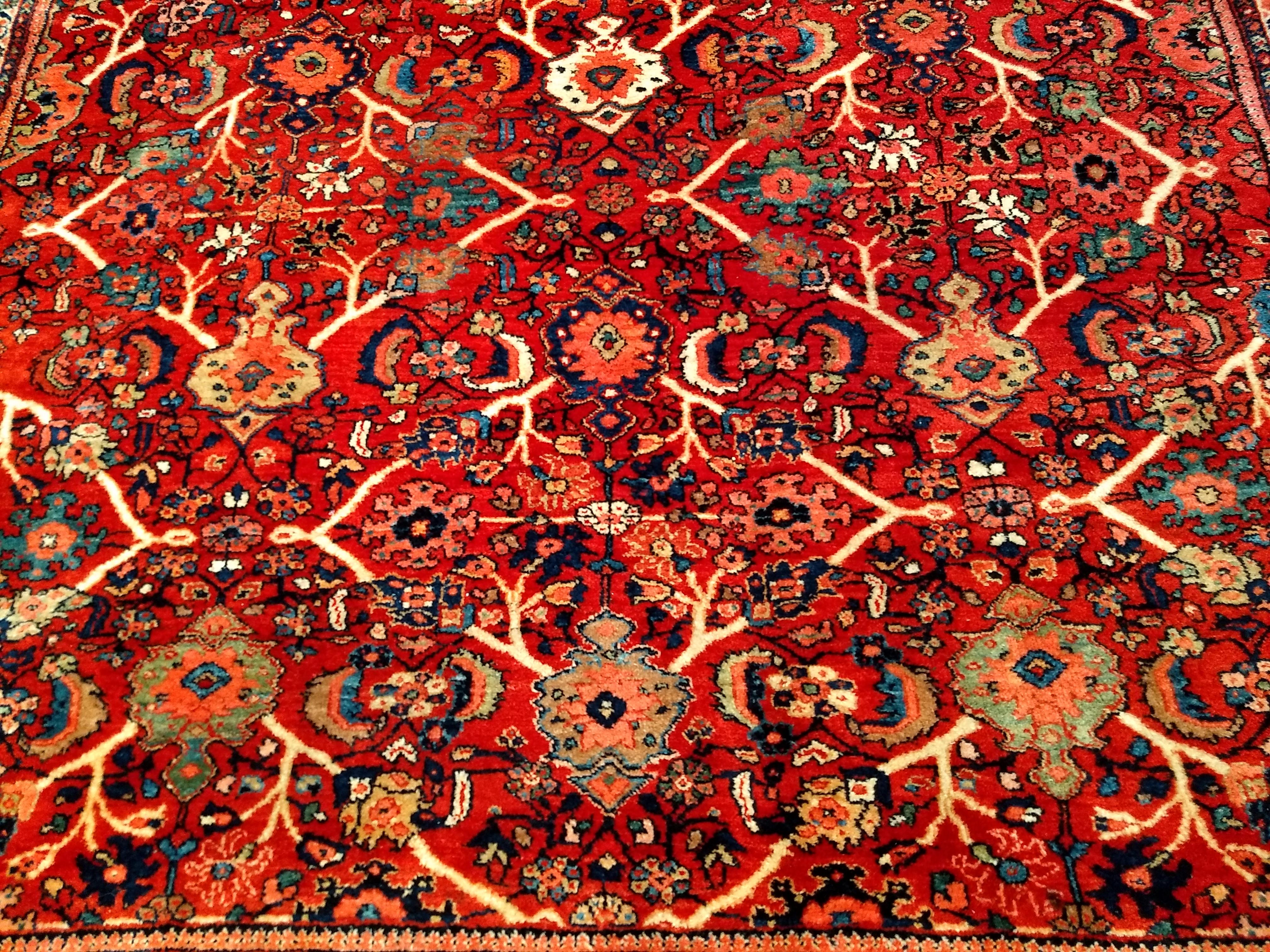 Vintage Persian Mahal Sultanabad in All Over Large Pattern in Red, Navy Blue For Sale 6
