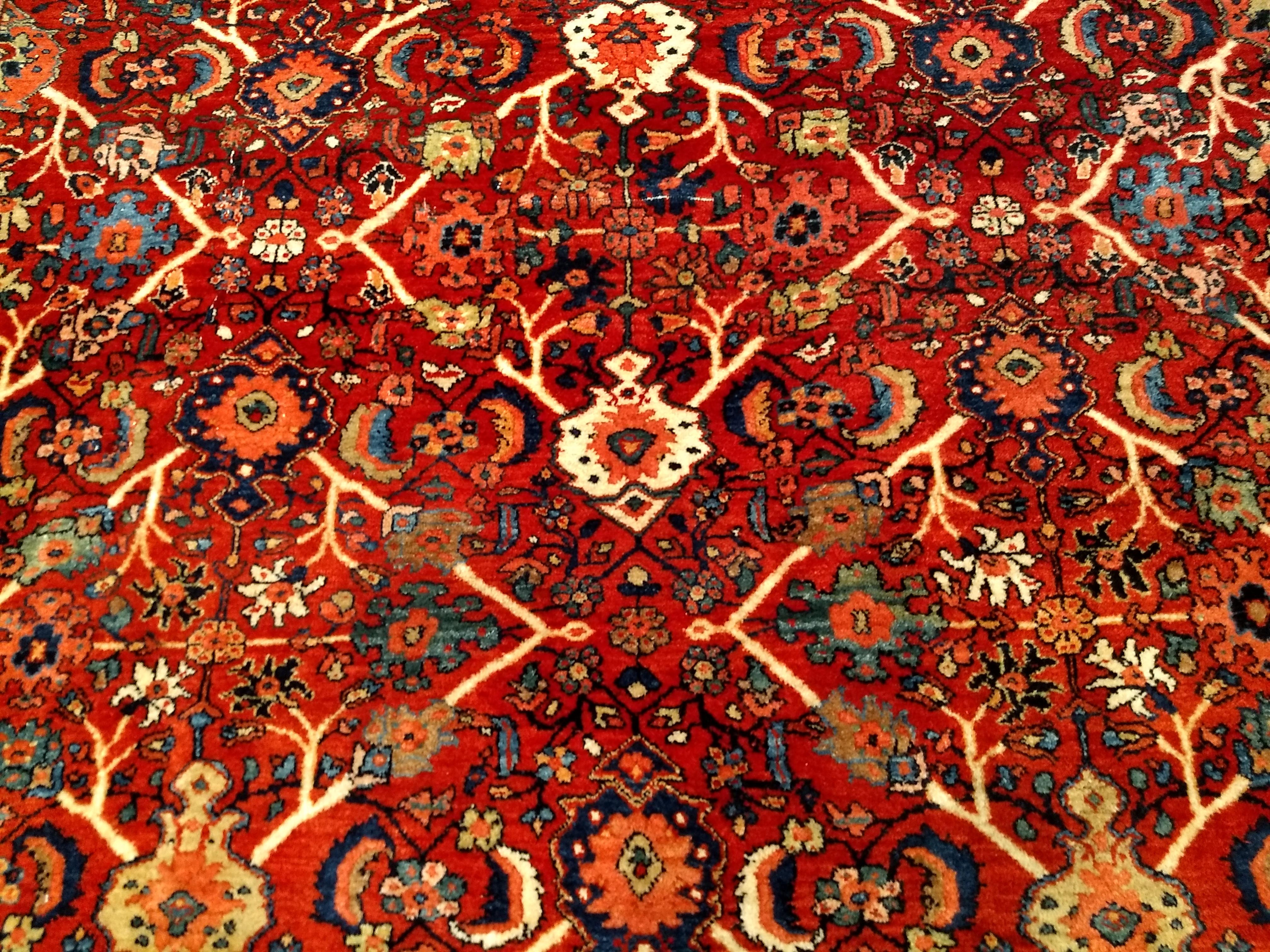 Vintage Persian Mahal Sultanabad in All Over Large Pattern in Red, Navy Blue For Sale 7