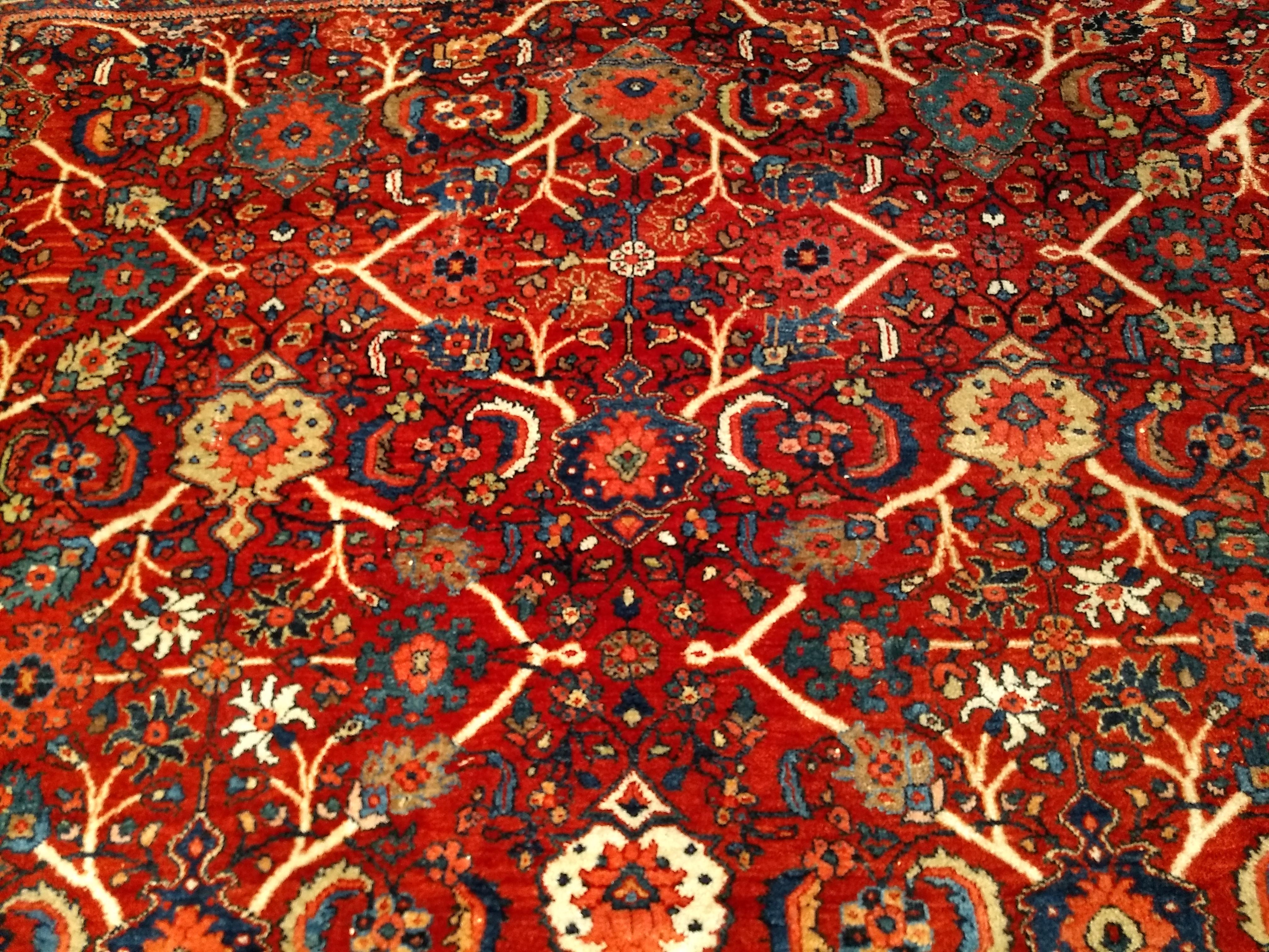 Vintage Persian Mahal Sultanabad in All Over Large Pattern in Red, Navy Blue For Sale 8