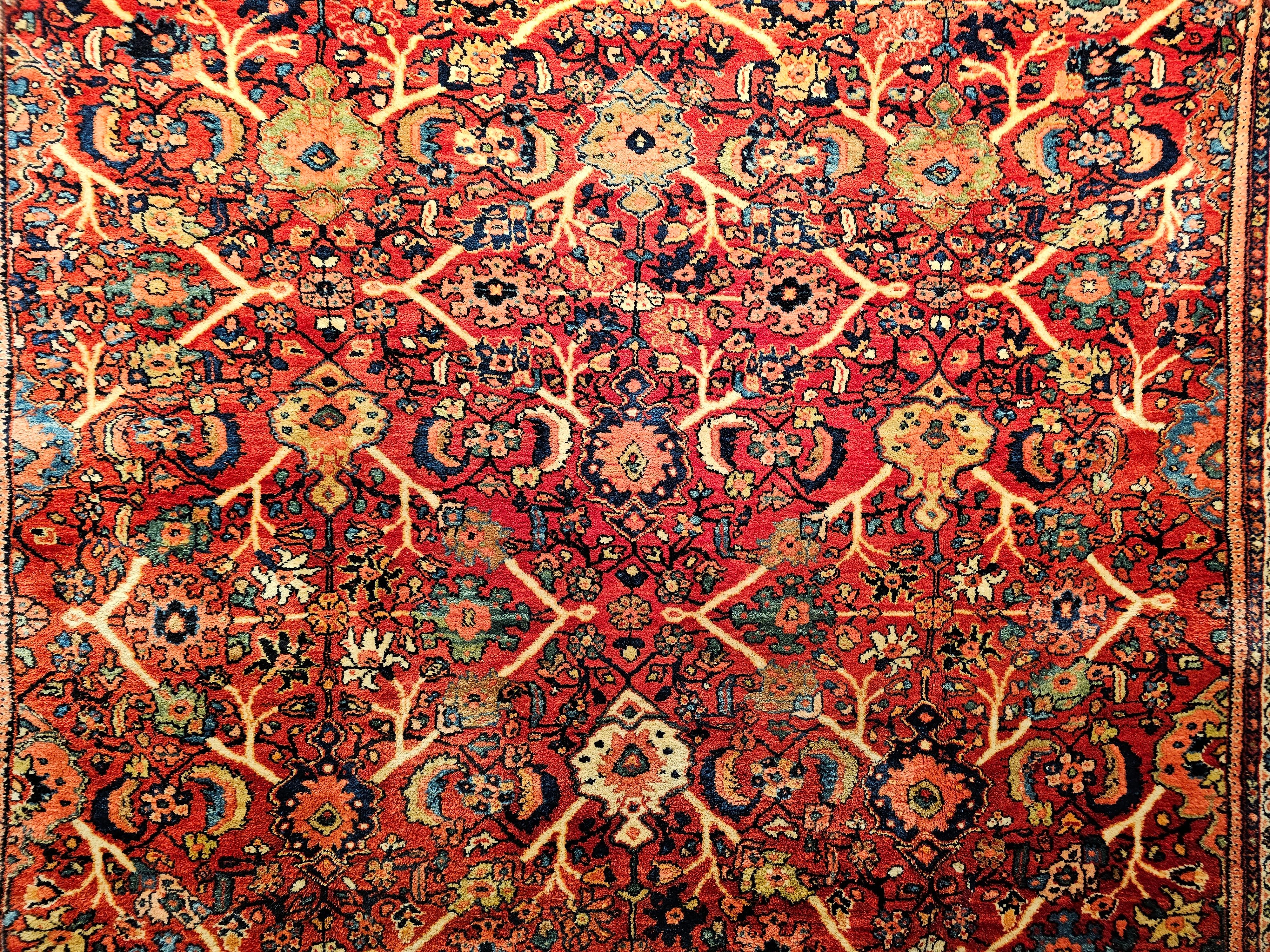 Vintage Persian Mahal Sultanabad in All Over Large Pattern in Red, Navy Blue For Sale 1