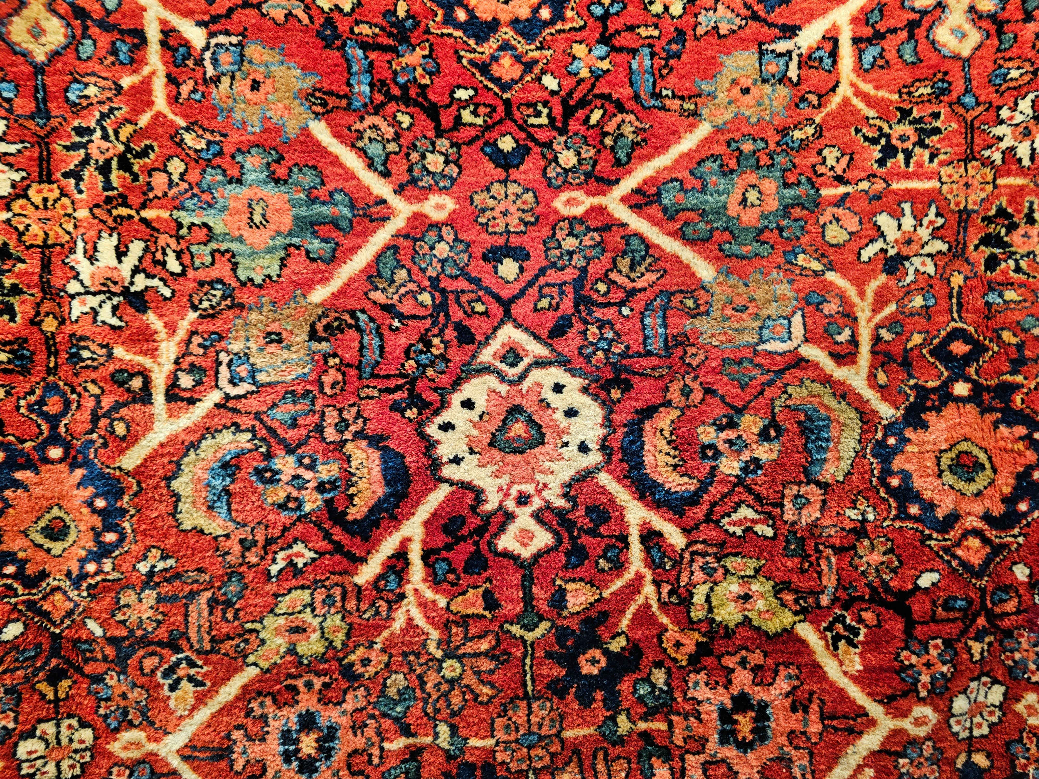 Vintage Persian Mahal Sultanabad in All Over Large Pattern in Red, Navy Blue For Sale 2
