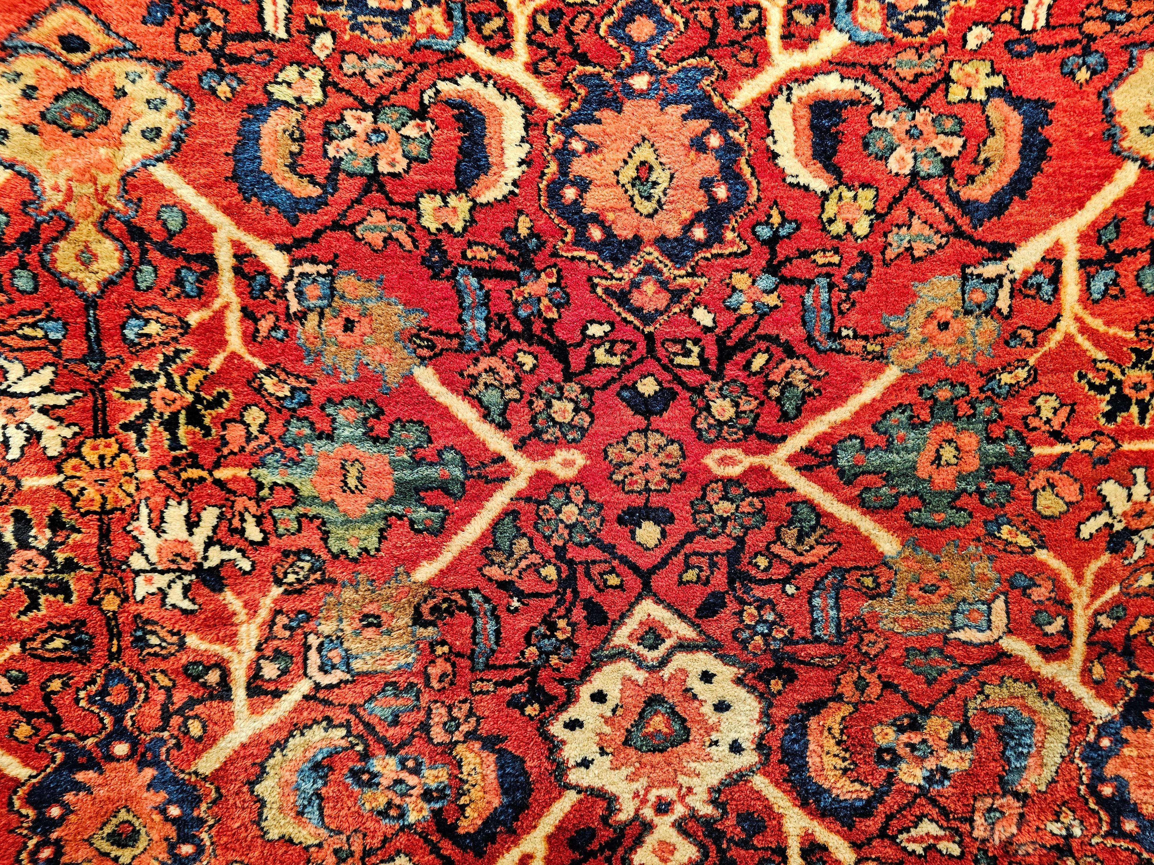 Vintage Persian Mahal Sultanabad in All Over Large Pattern in Red, Navy Blue For Sale 3