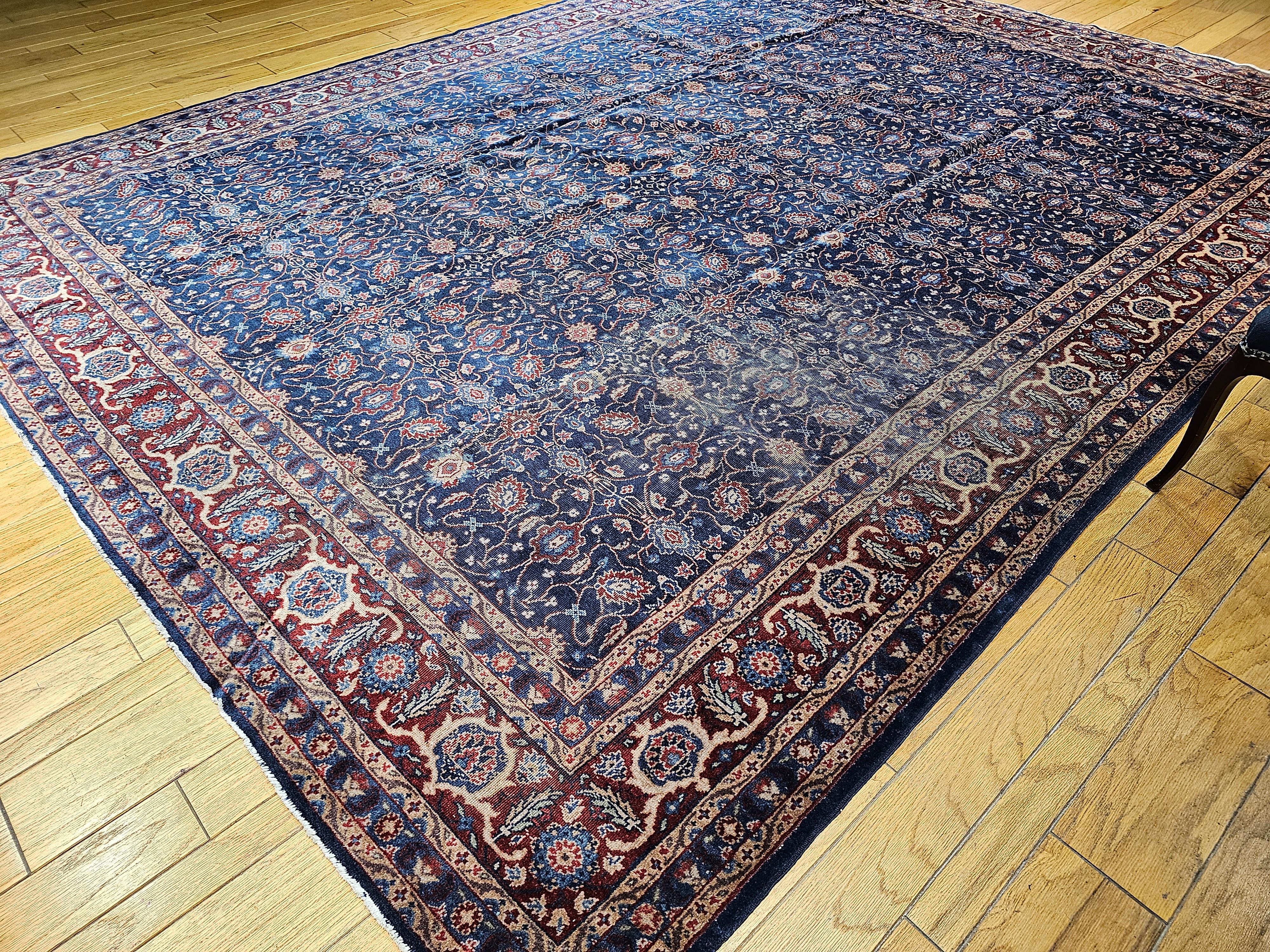 Persischer Mahal Sultanabad-Teppich im Allover-Muster in Marineblau, Burgunderrot, Vintage im Angebot 6