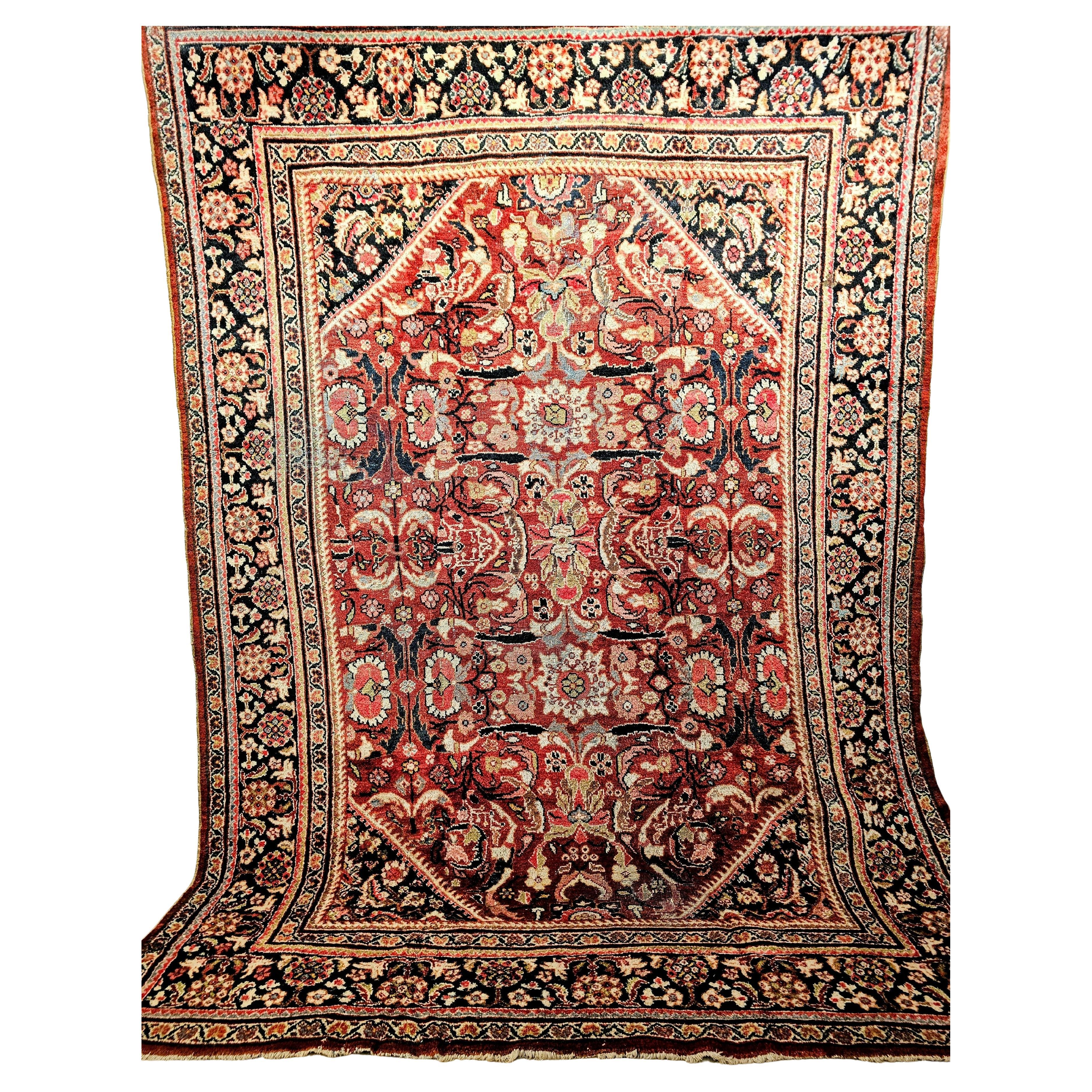 Vintage Persian Mahal Sultanabad Room Size Rug in an Allover Pattern in Rust For Sale