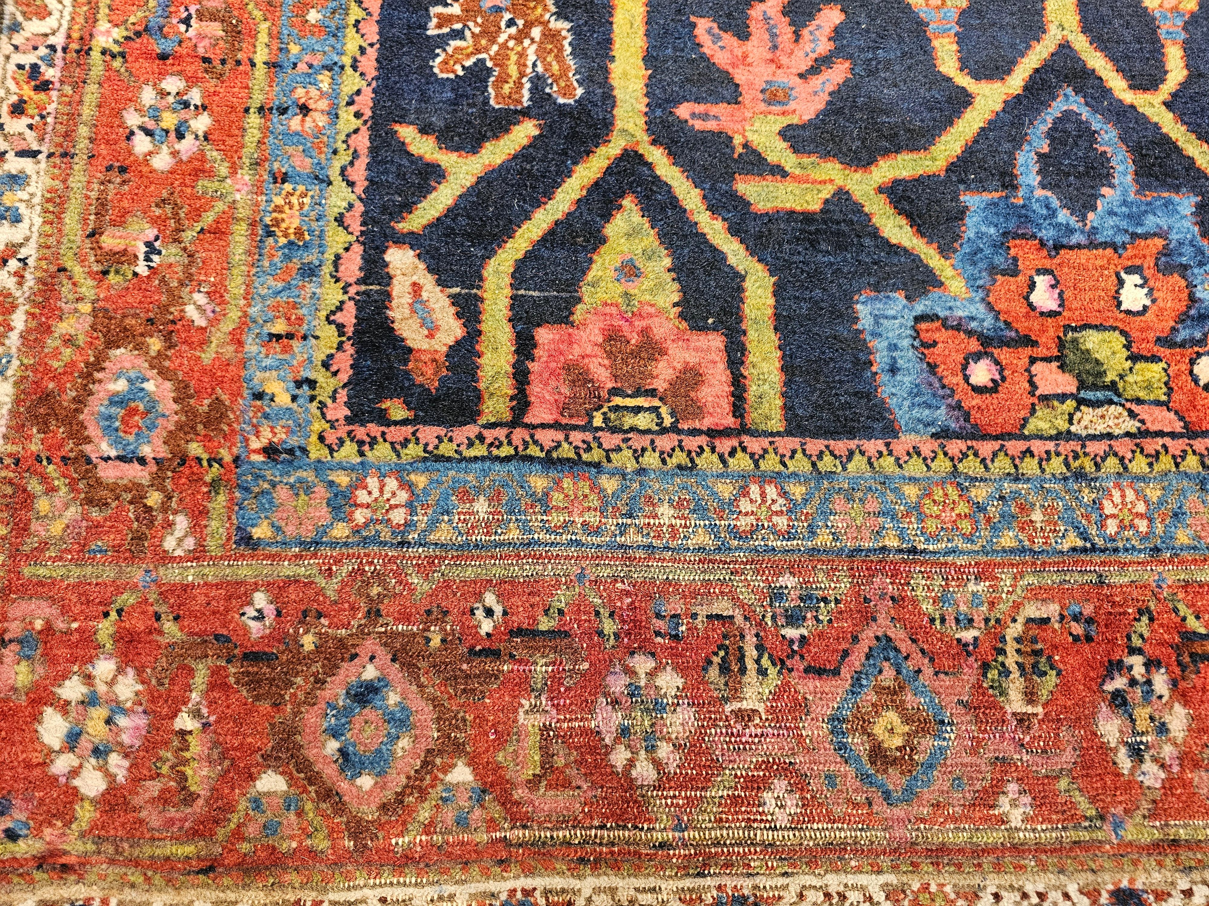 Persischer Mahal Sultanabad-Teppich im Allover-Muster in Marineblau, Grün, Rot im Angebot 4