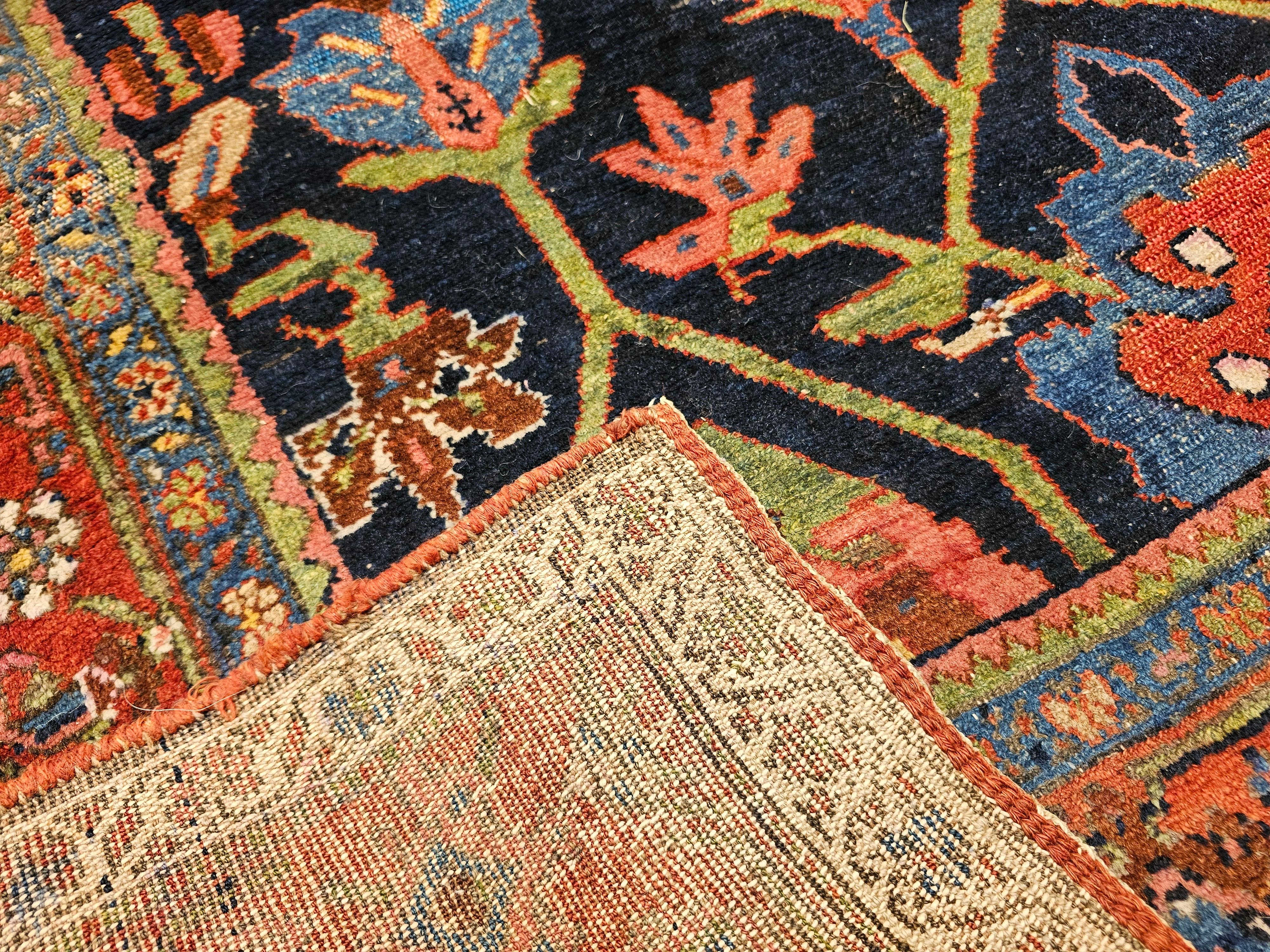 Persischer Mahal Sultanabad-Teppich im Allover-Muster in Marineblau, Grün, Rot im Angebot 7