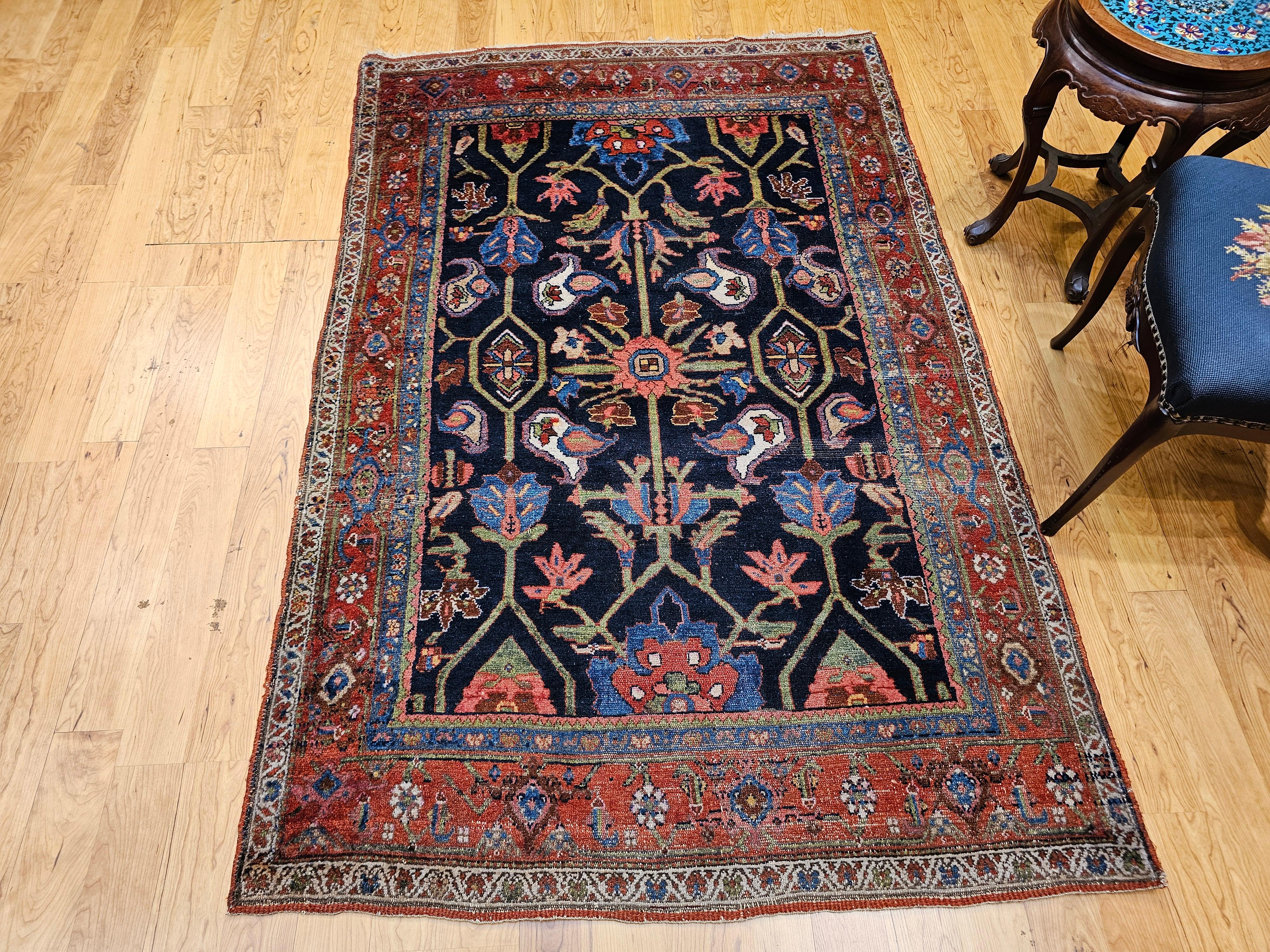 Persischer Mahal Sultanabad-Teppich im Allover-Muster in Marineblau, Grün, Rot im Angebot 9