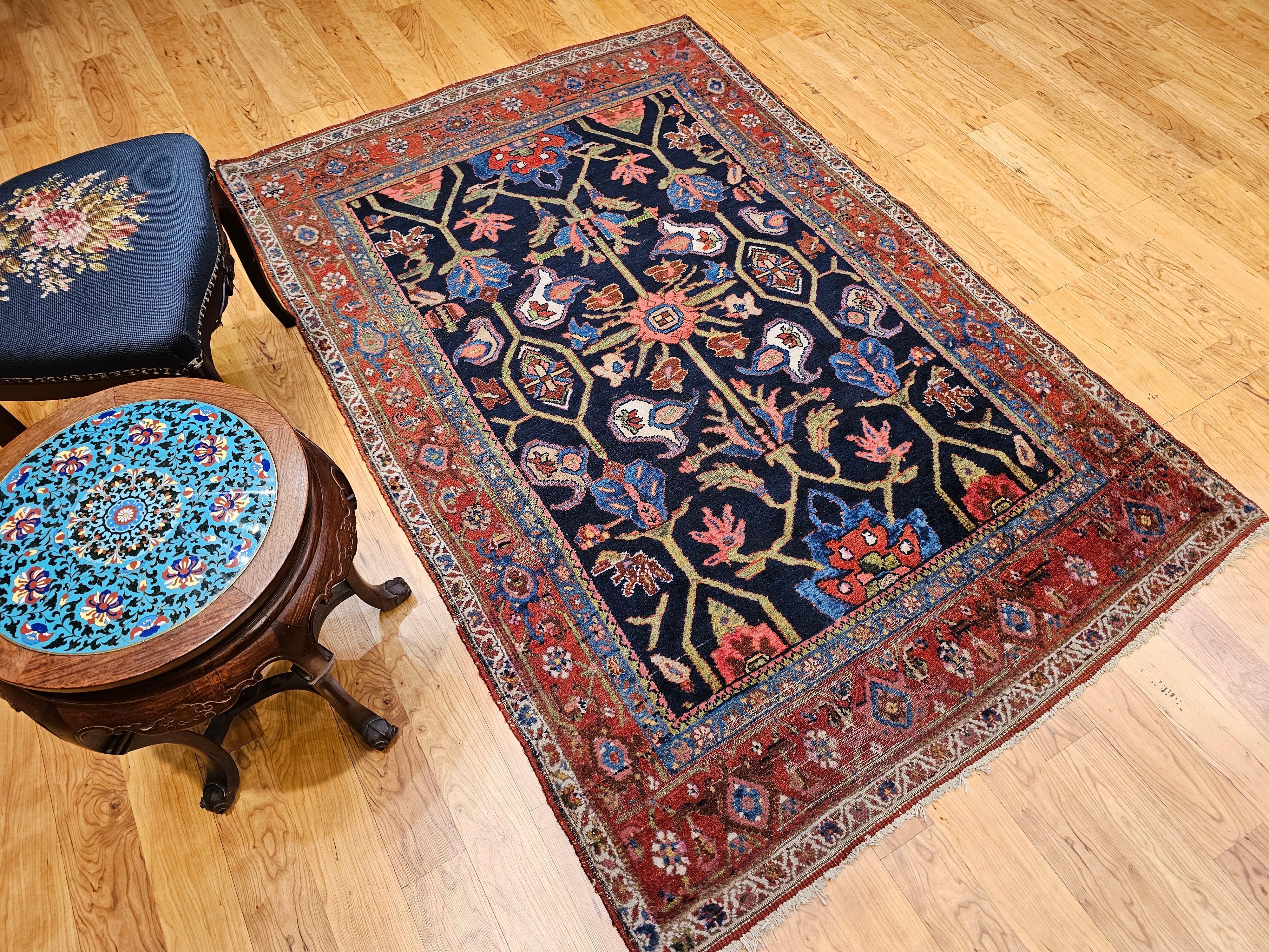 Persischer Mahal Sultanabad-Teppich im Allover-Muster in Marineblau, Grün, Rot im Angebot 12