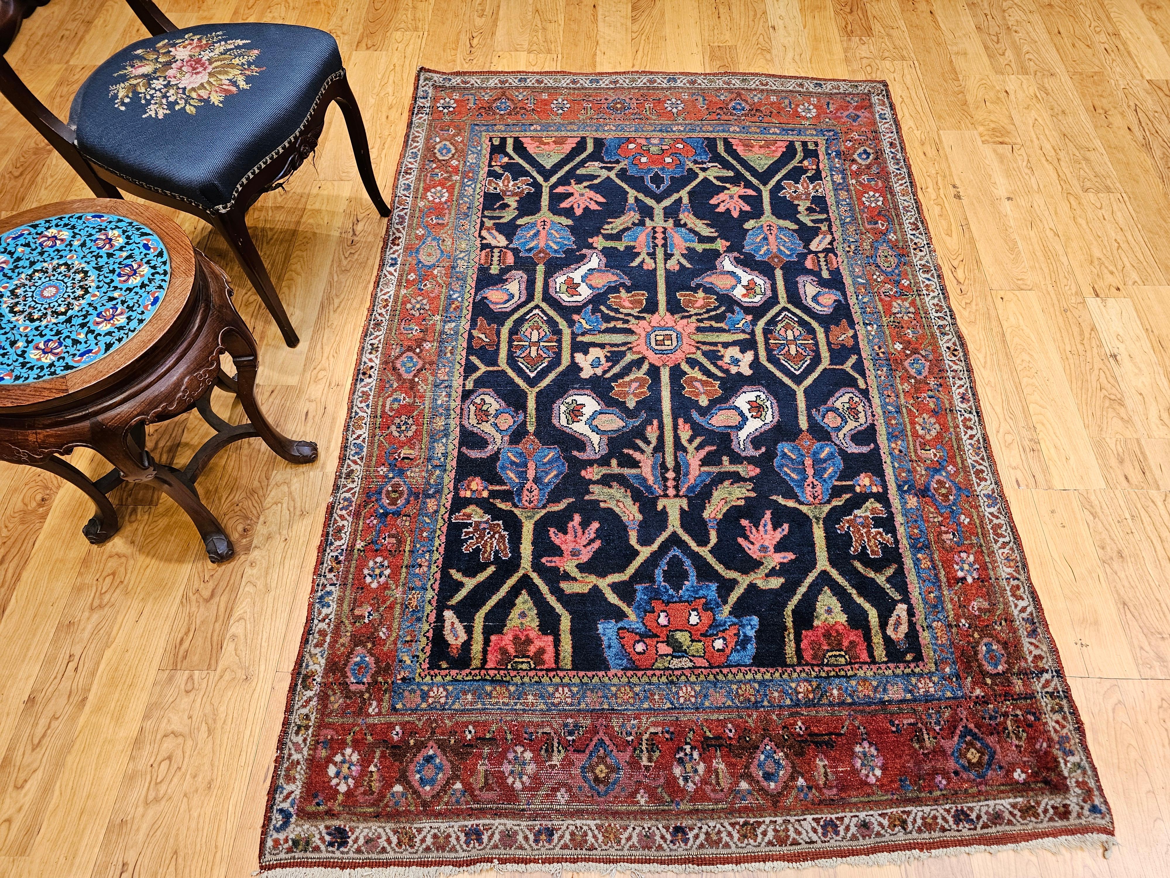 Persischer Mahal Sultanabad-Teppich im Allover-Muster in Marineblau, Grün, Rot im Angebot 13