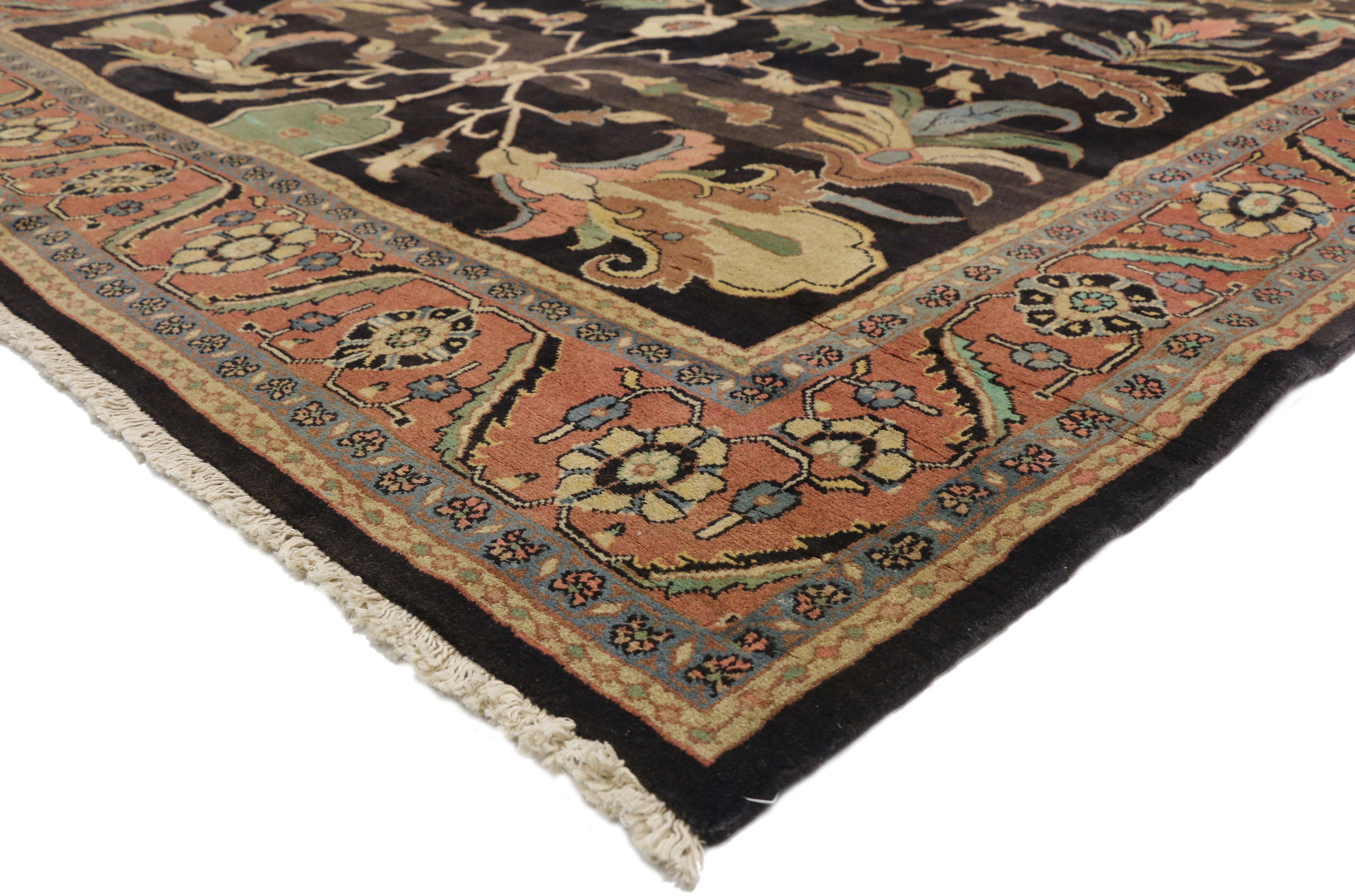75836 Vintage Persian Mahal Rug Inspired by William Morris, 06'11 x 15'02. Die persischen Mahal-Teppiche stammen aus der Region Mahallat im zentralen Nordwesten des Iran und werden für ihre einzigartigen Eigenschaften und ihre unvergleichliche