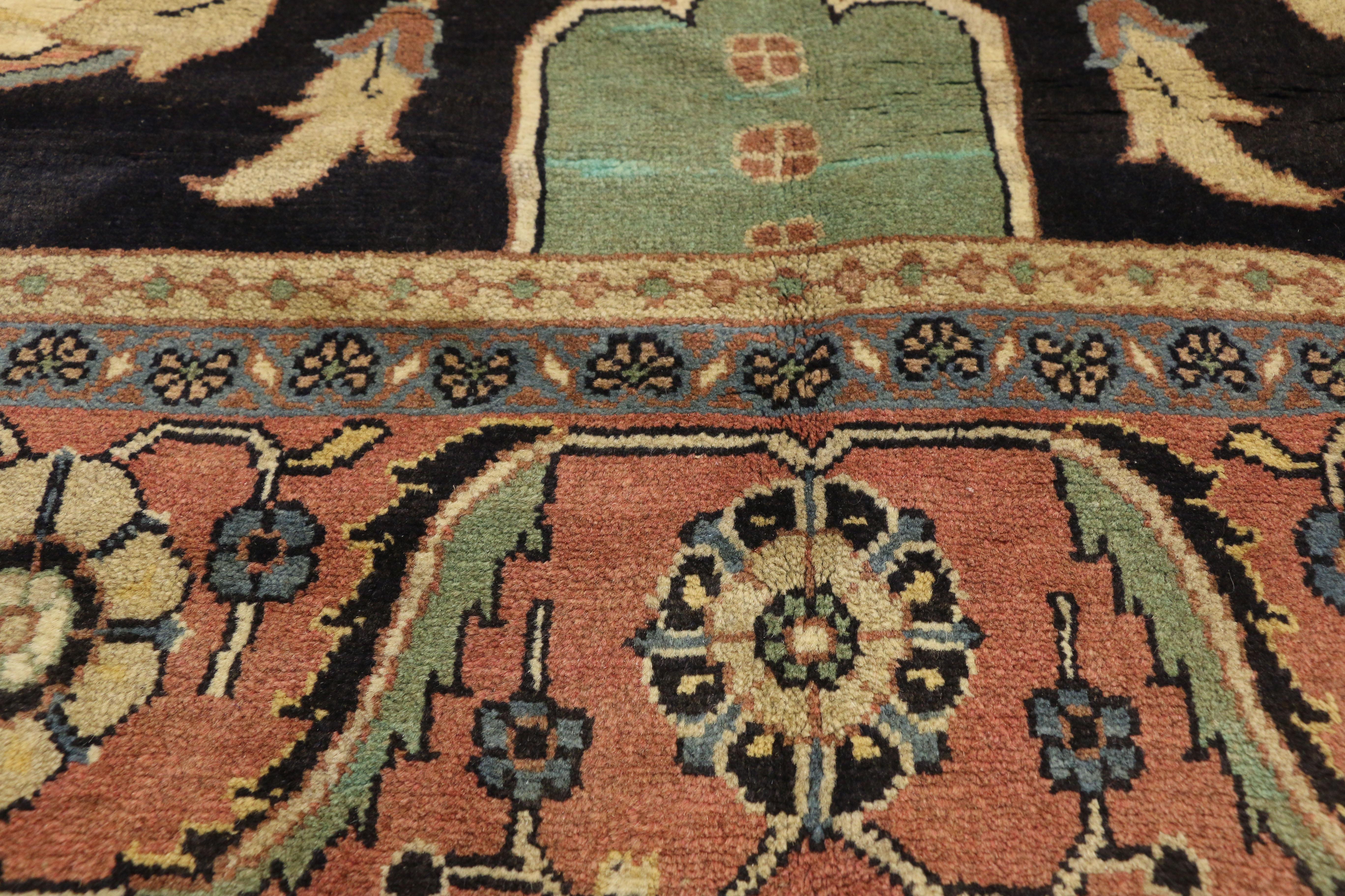 Persischer Mahal-Teppich im Vintage-Stil, inspiriert von William Morris (Handgeknüpft) im Angebot