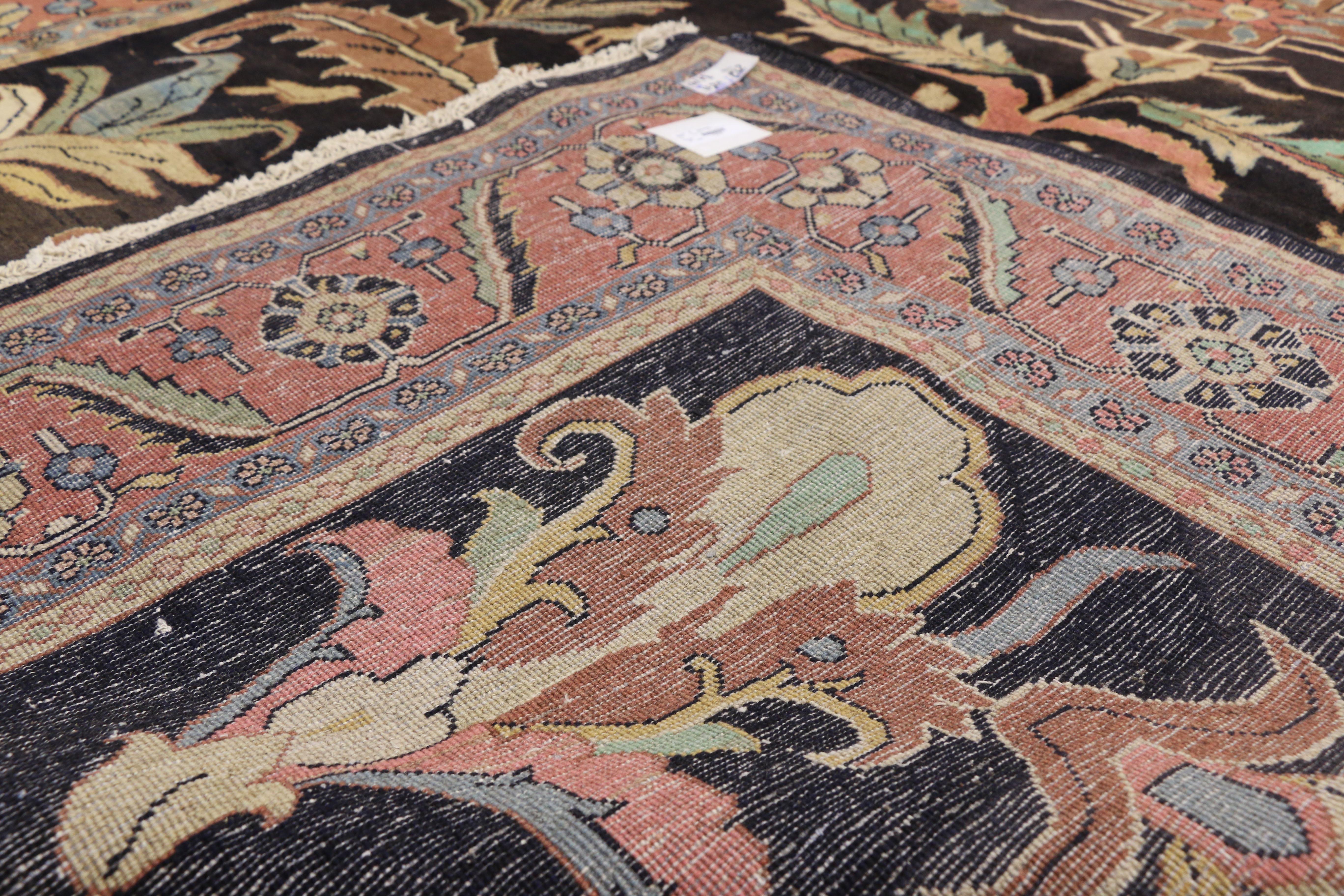 Noué à la main Tapis persan Mahal vintage inspiré par William Morris en vente