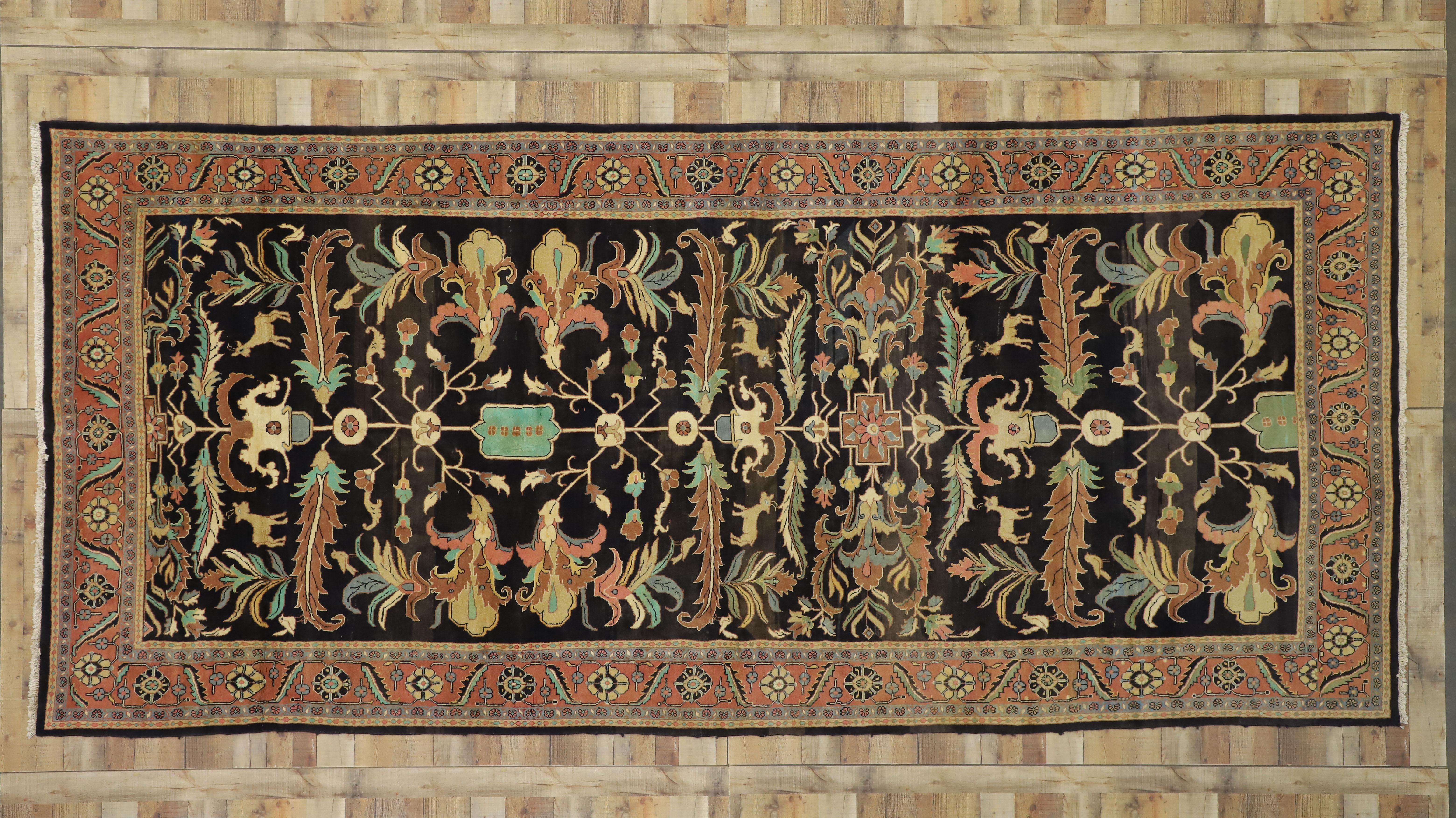 Hand-Knotted Vintage Persian Mahal Rug Inspired by William Morris For Sale