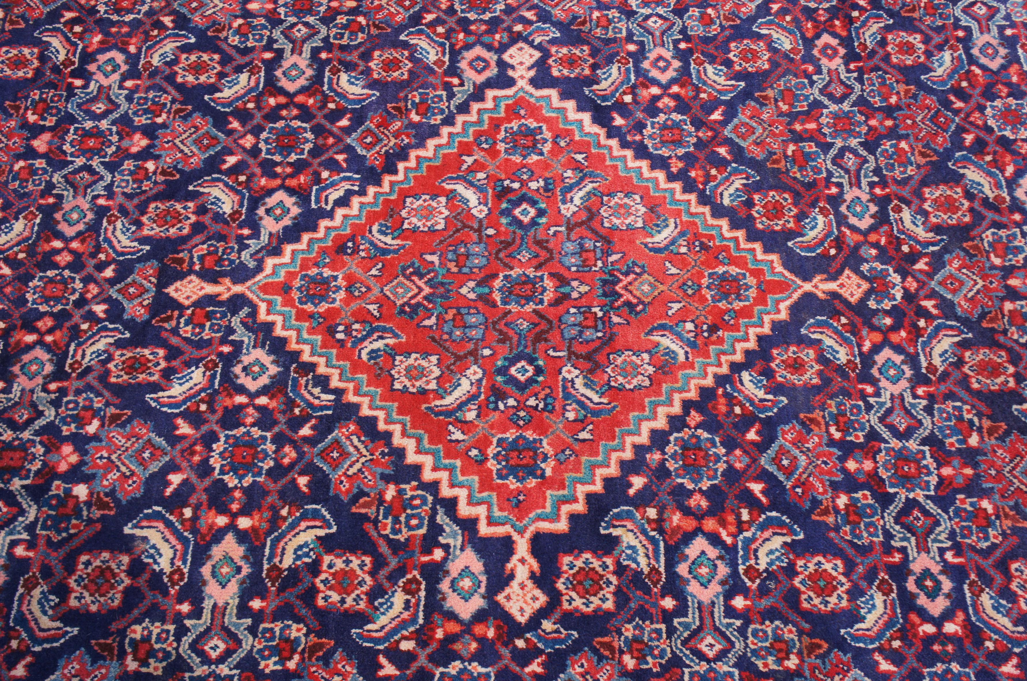Vintage Persisch Mahal Wolle und Baumwolle Bereich Teppich Iran Medaillon Denkmal (20. Jahrhundert) im Angebot