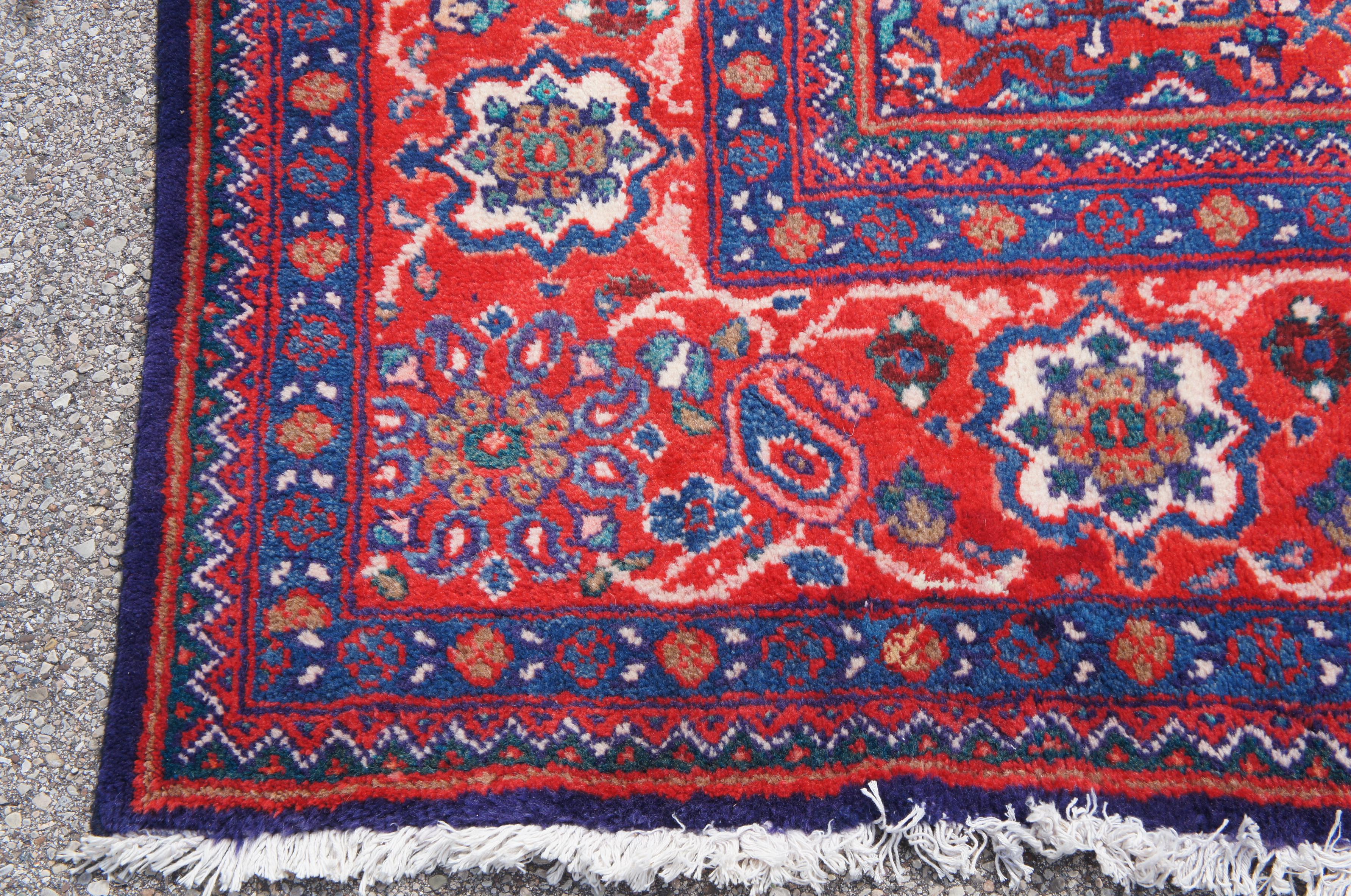 Vintage Persisch Mahal Wolle und Baumwolle Bereich Teppich Iran Medaillon Denkmal im Angebot 2
