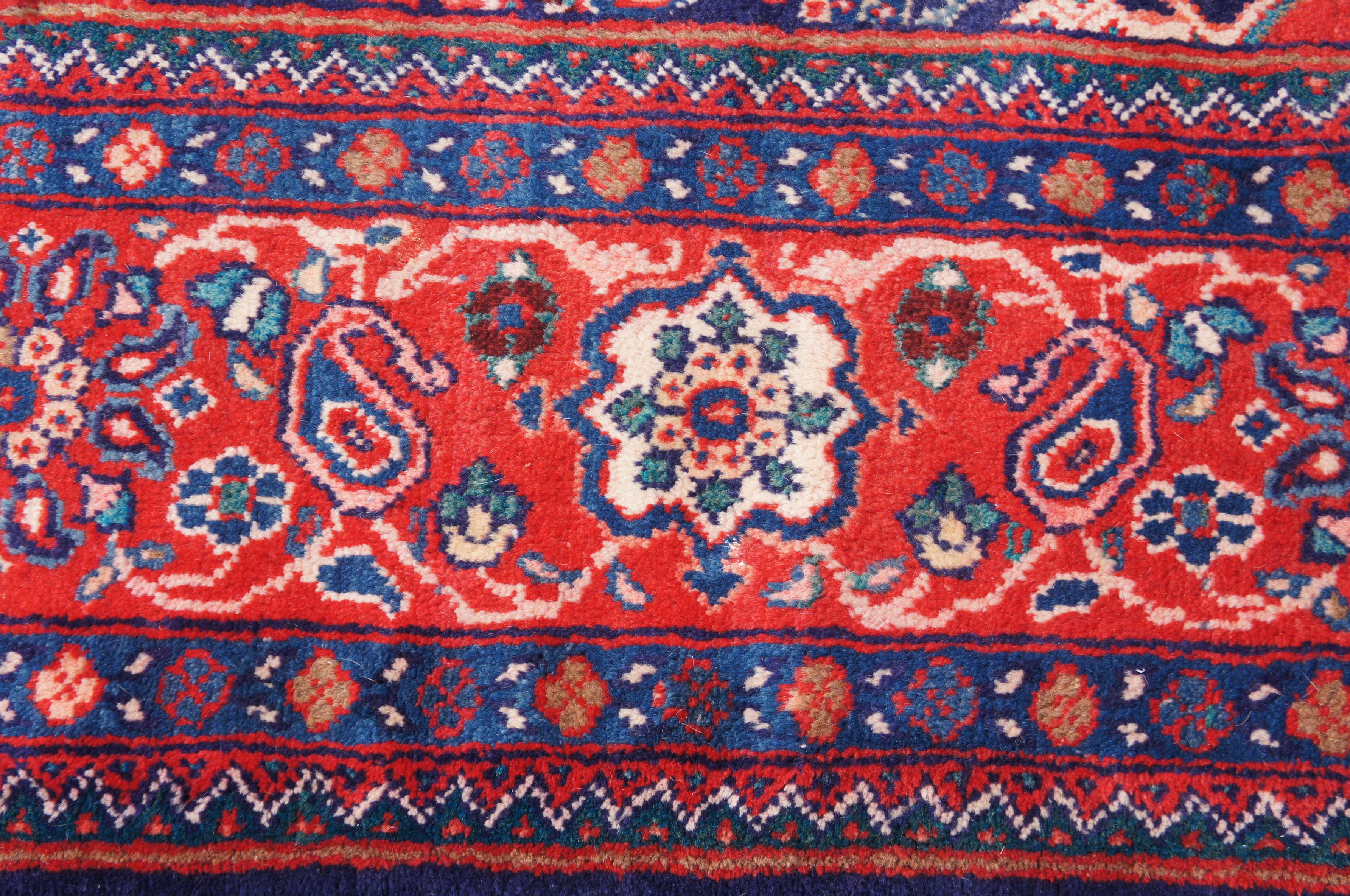 Vintage Persisch Mahal Wolle und Baumwolle Bereich Teppich Iran Medaillon Denkmal im Angebot 3