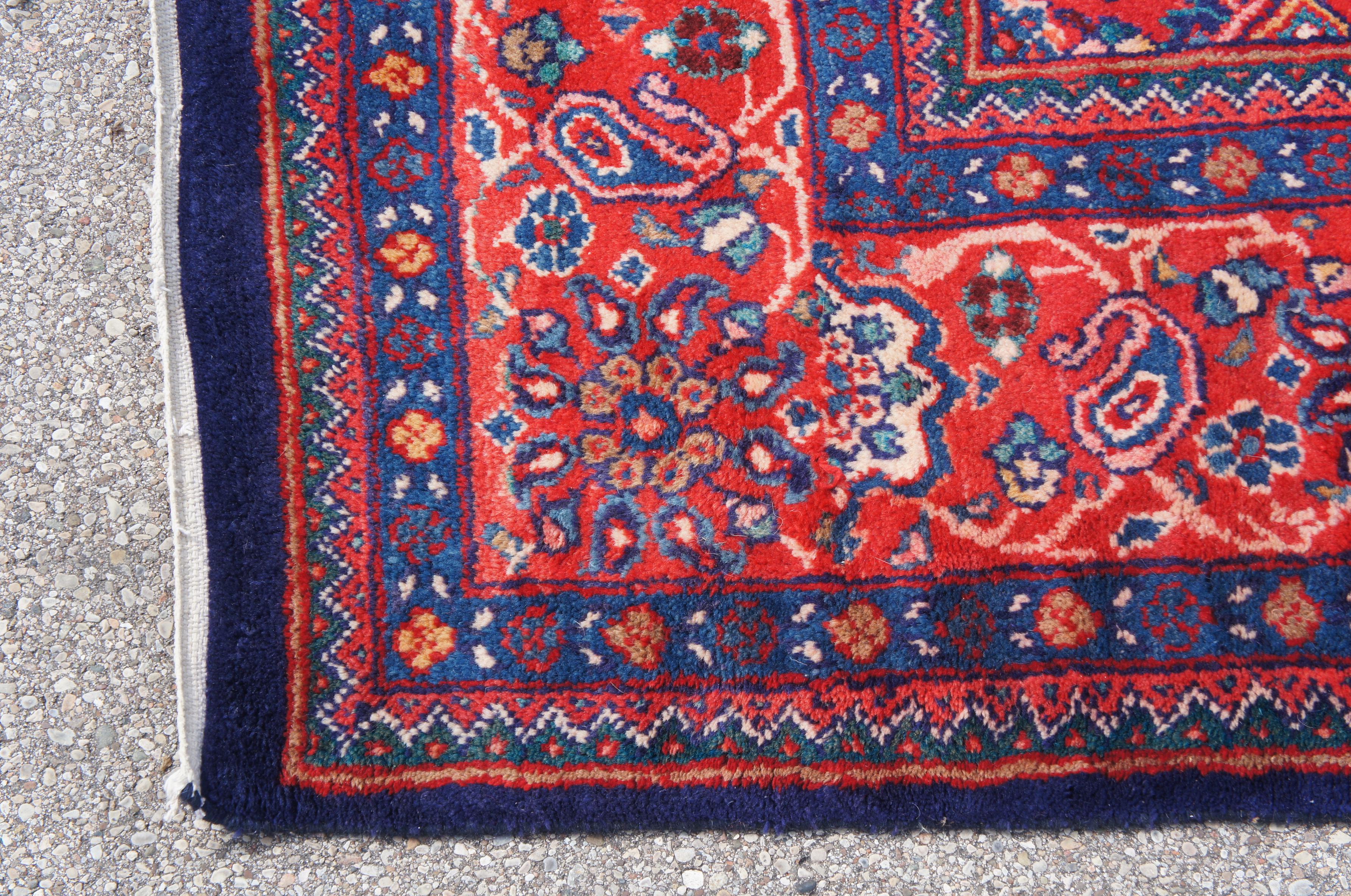 Vintage Persisch Mahal Wolle und Baumwolle Bereich Teppich Iran Medaillon Denkmal im Angebot 4