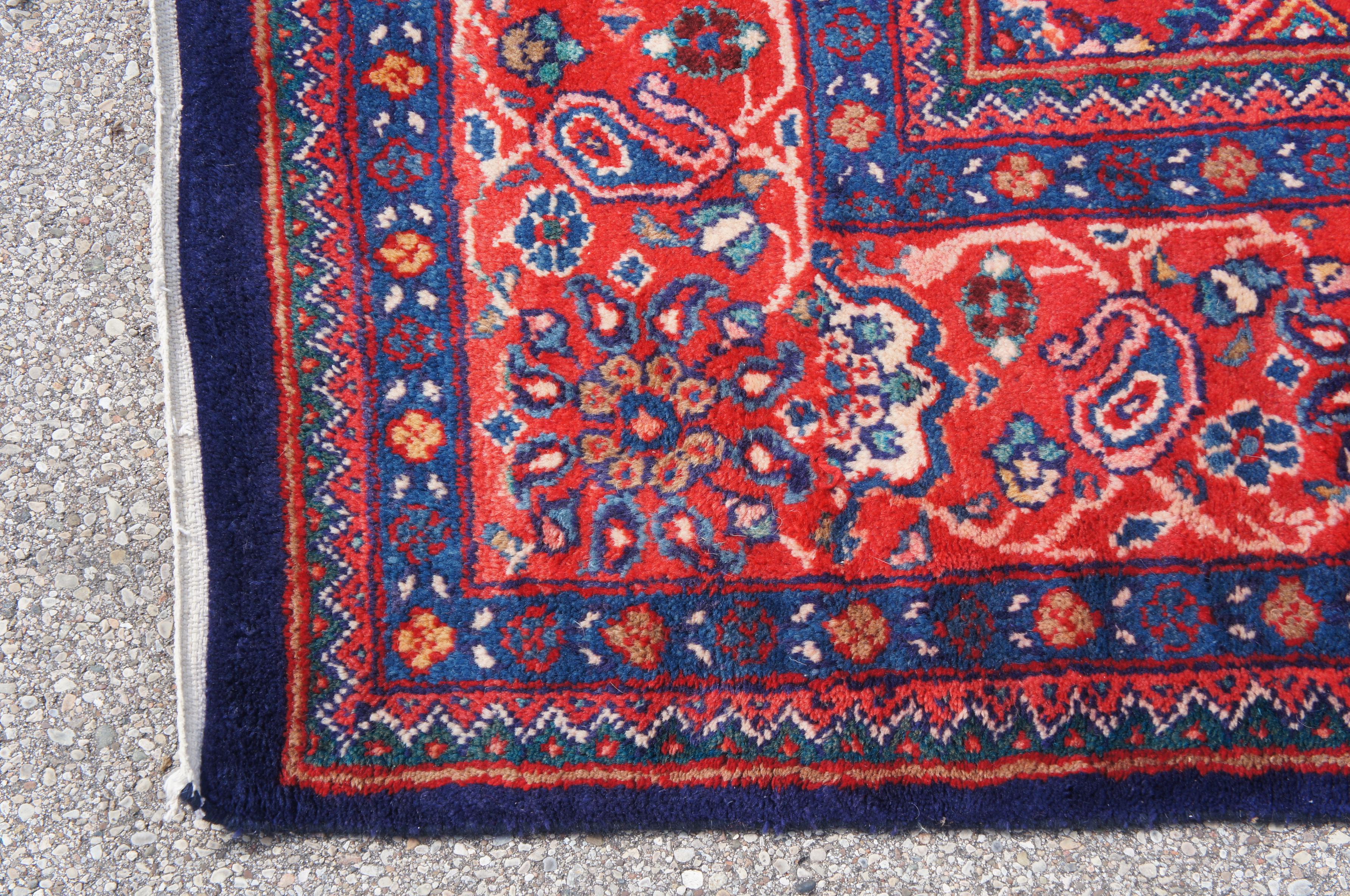 Vintage Persian Mahal Wool and Cotton Area Rug Iran Medallion 14' For Sale 3