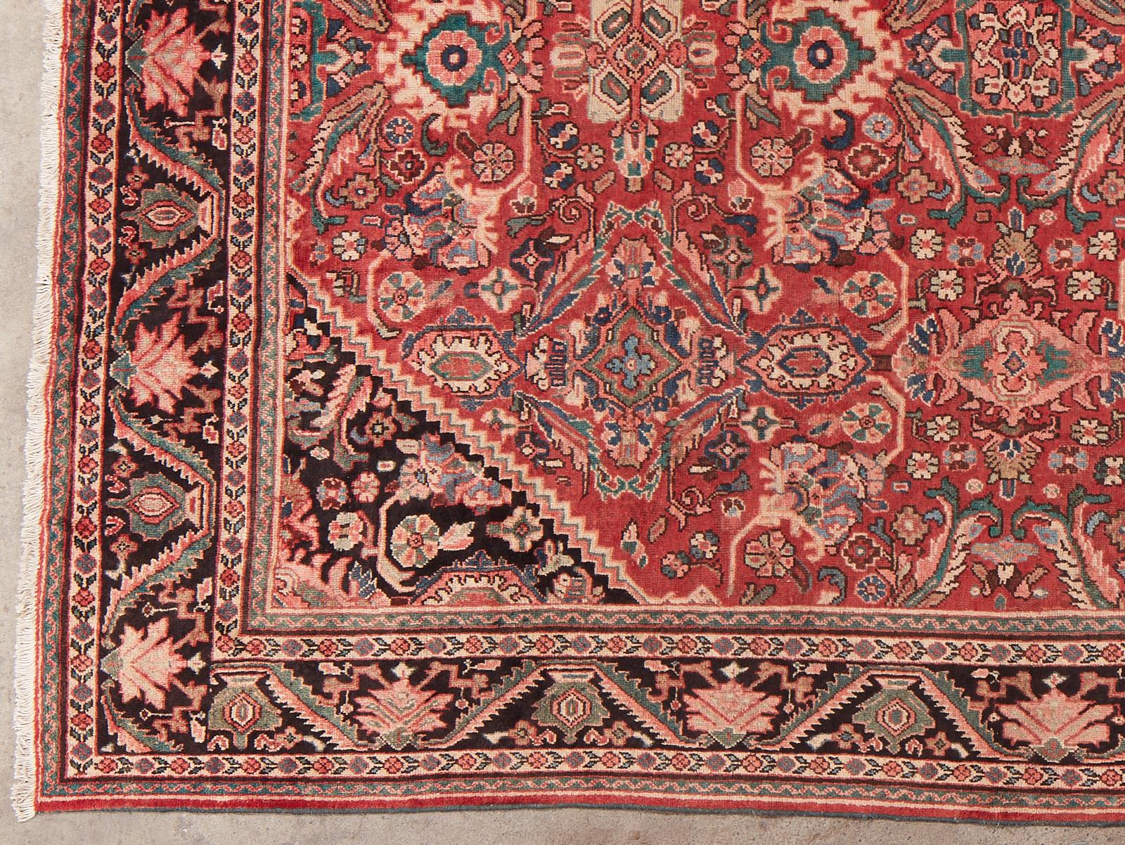 Hand-Knotted Vintage Persian Mahal Wool Rug For Sale