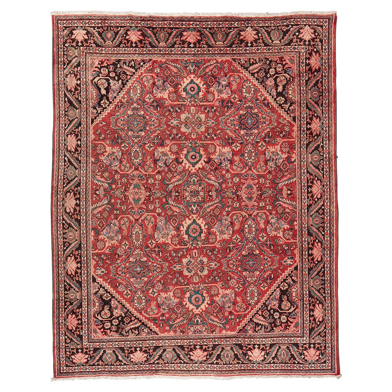 Vintage Persian Mahal Wool Rug For Sale