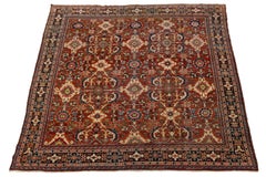 Vintage Persian Mahal Wool Rug - Hand-Knotted Antique Floral Area Rug In Red