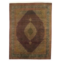 Tapis persan Mahi Tabriz vintage en laine et soie, 09'10 x 13'01