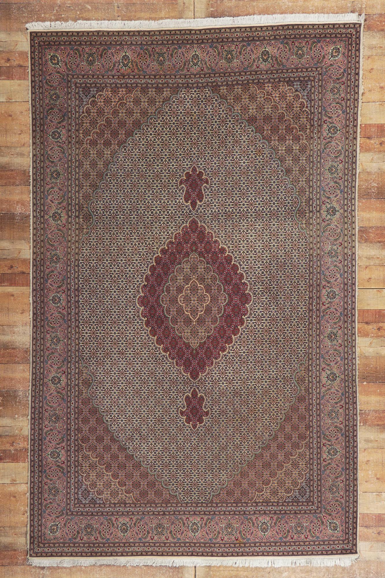 Vintage Persian Mahi Tabriz Rug, Timeless Elegance Meets Historical Richness For Sale 6