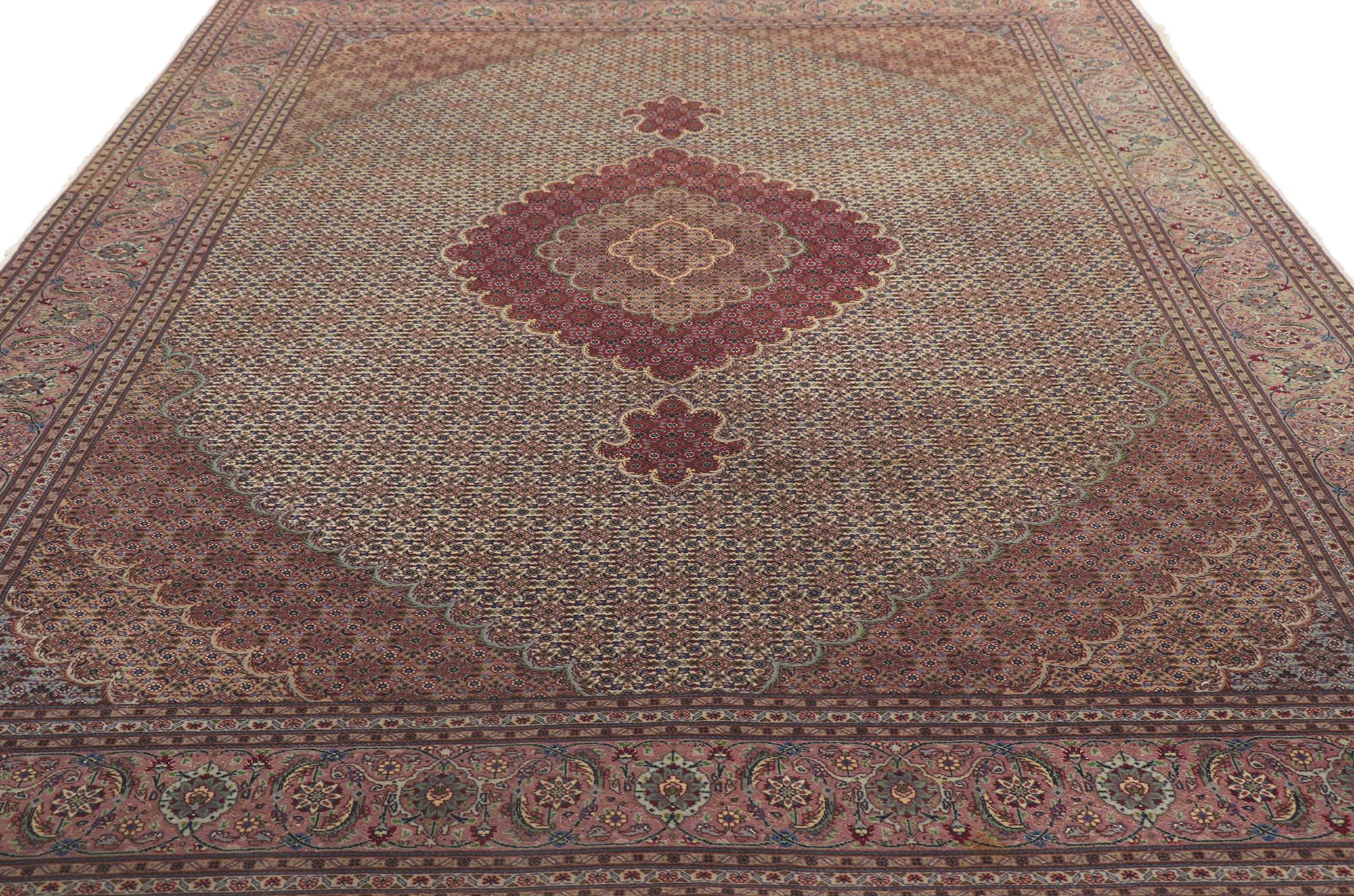 Vintage Persian Mahi Tabriz Rug, Timeless Elegance Meets Historical Richness In Good Condition For Sale In Dallas, TX