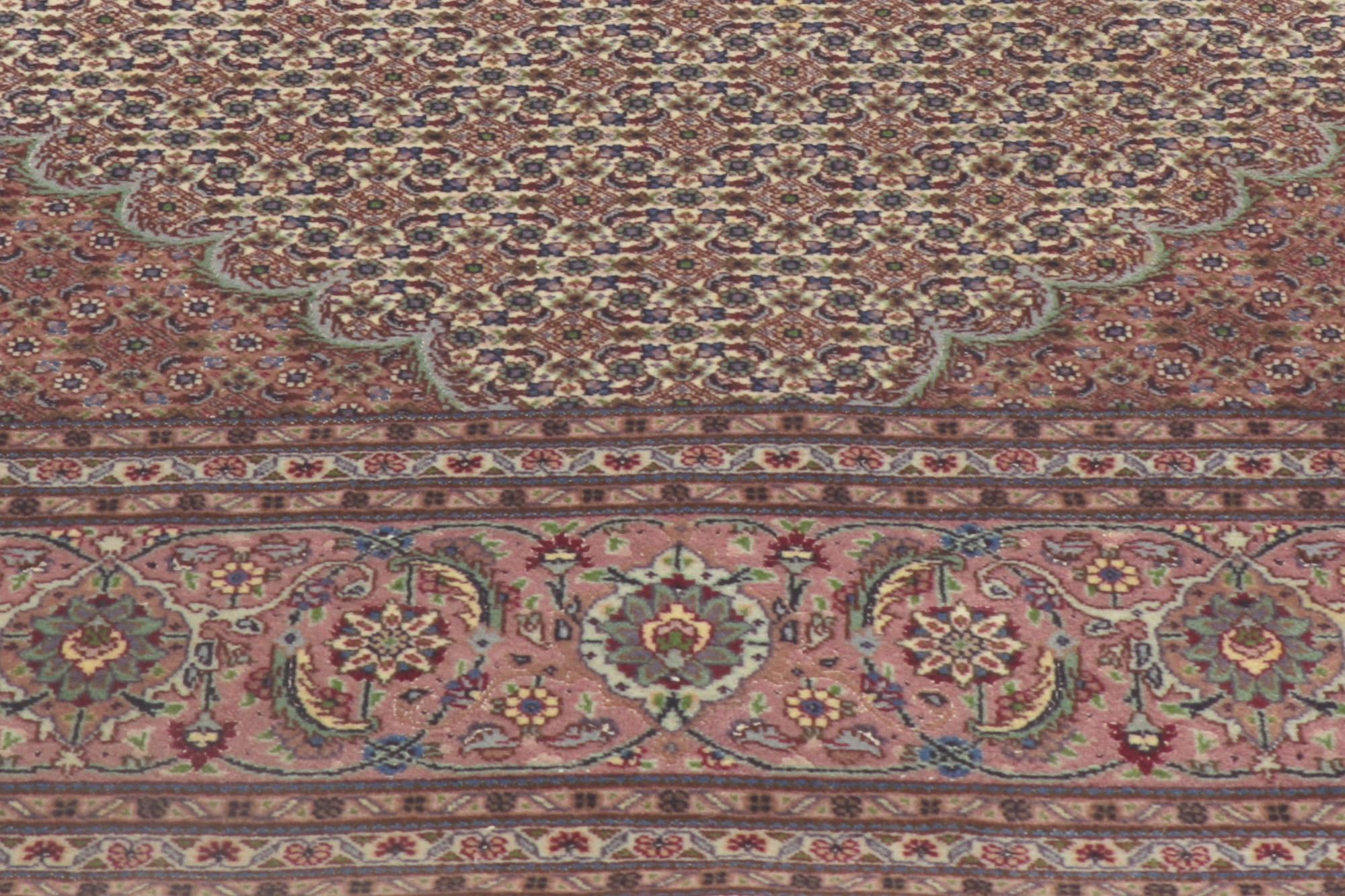 Vintage Persian Mahi Tabriz Rug, Timeless Elegance Meets Historical Richness For Sale 1