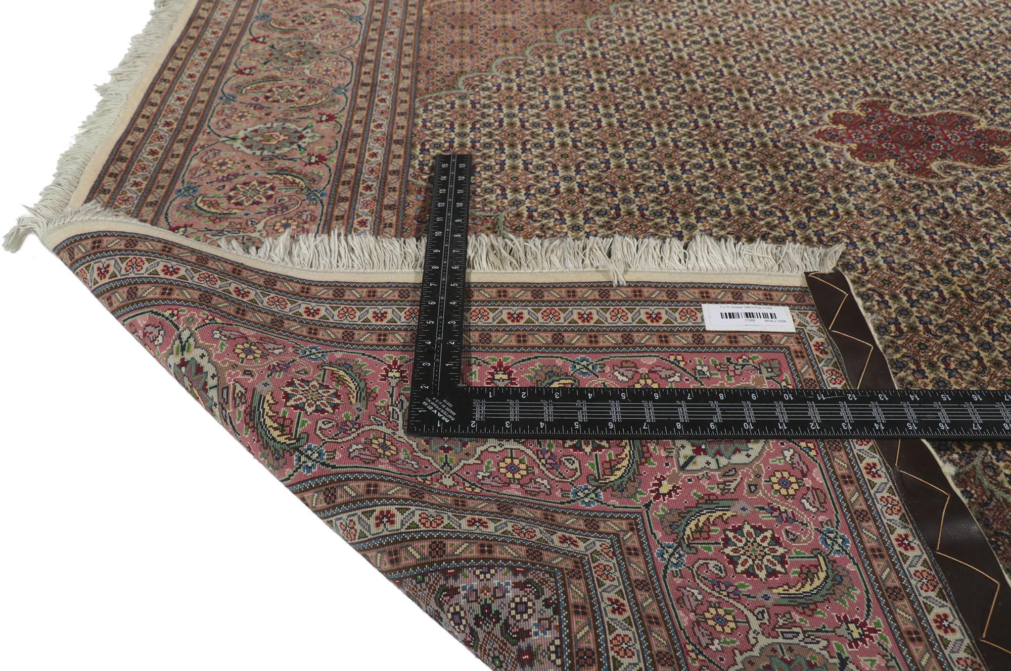 Vintage Persian Mahi Tabriz Rug, Timeless Elegance Meets Historical Richness For Sale 3