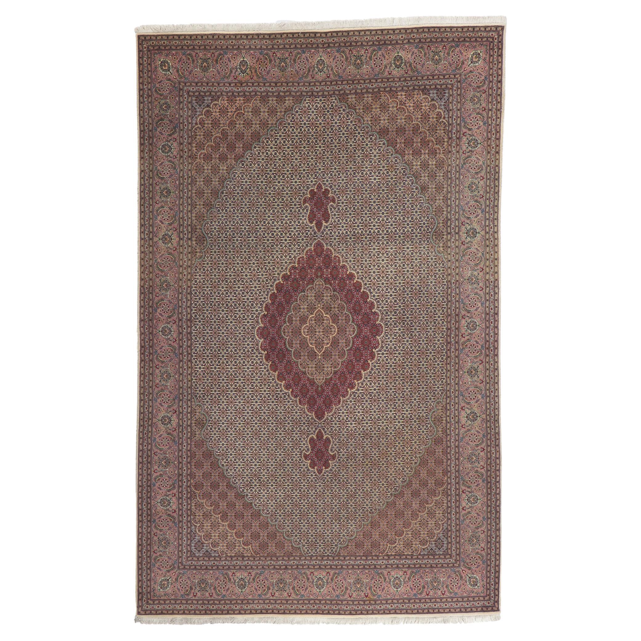 Vintage Persian Mahi Tabriz Rug, Timeless Elegance Meets Historical Richness For Sale