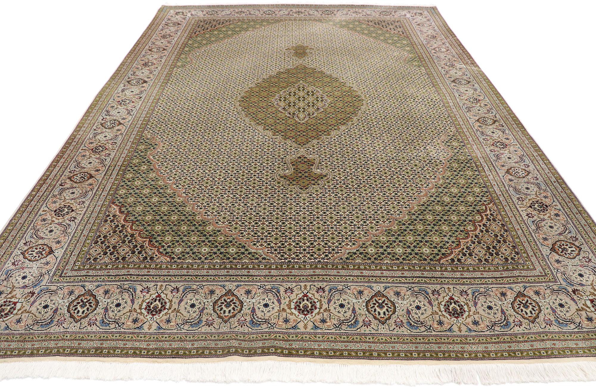 Hand-Knotted Vintage Persian Mahi Tabriz Rug with Neoclassical Victorian Style For Sale