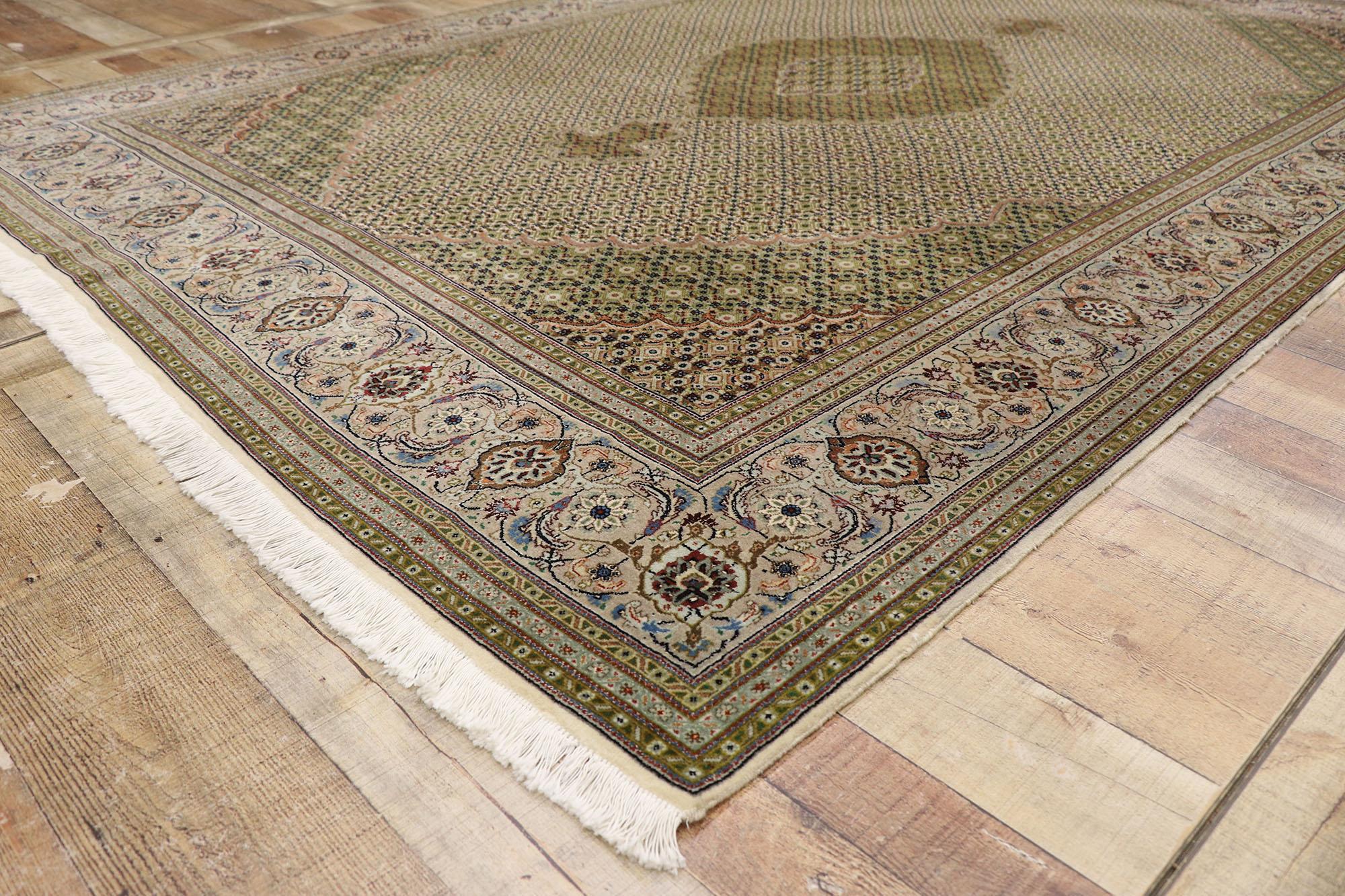 Wool Vintage Persian Mahi Tabriz Rug with Neoclassical Victorian Style For Sale