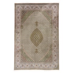 Tappeto persiano vintage Mahi Tabriz con stile neoclassico vittoriano