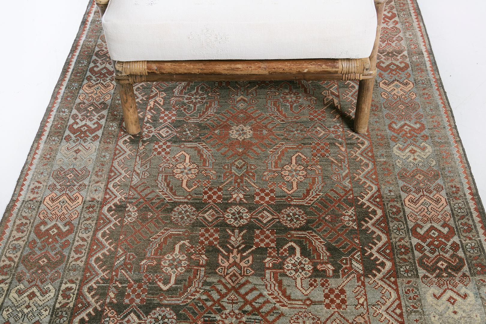 Hand-Knotted Vintage Persian Malayer 29742 For Sale