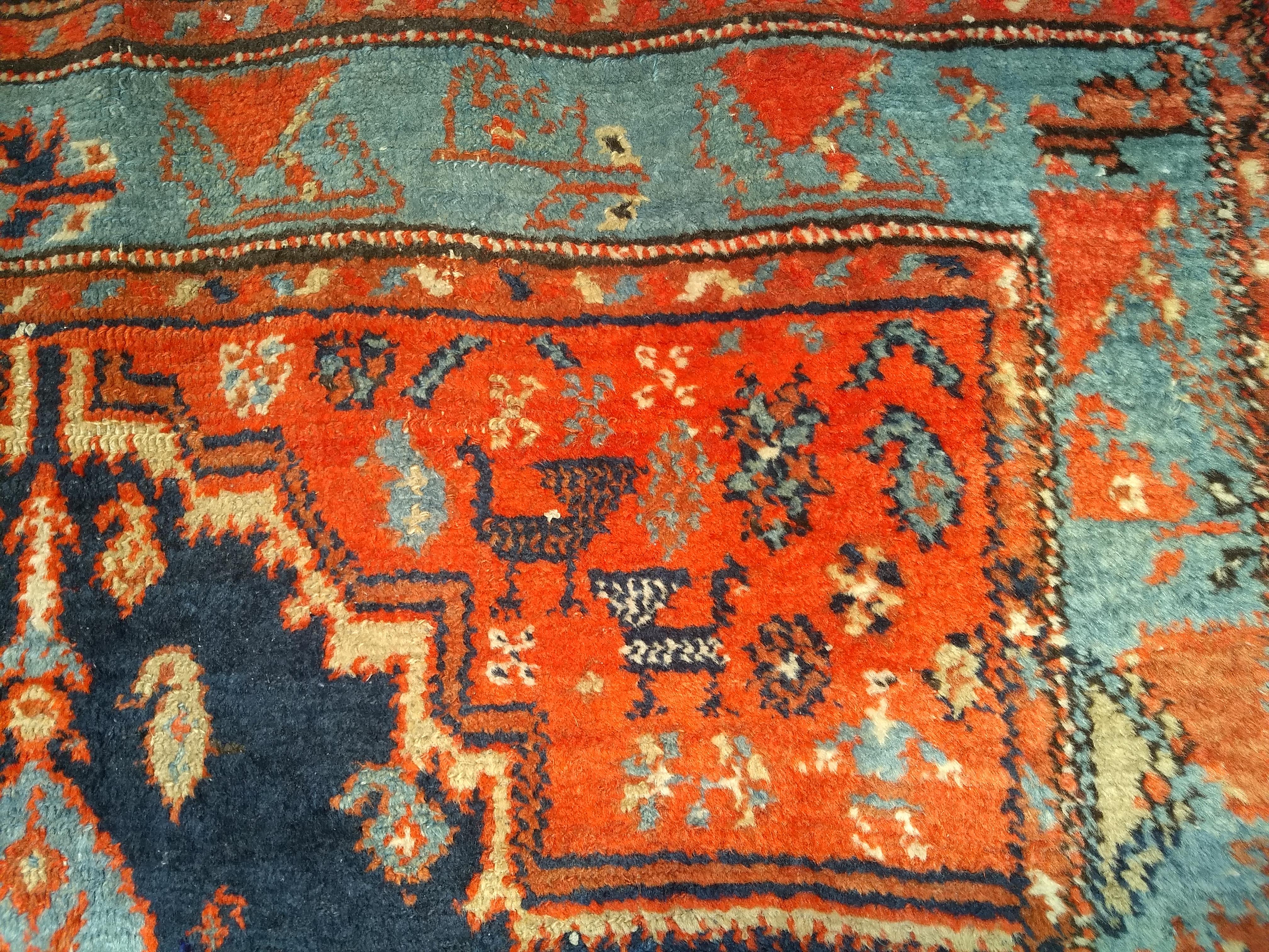 Vintage Persian Malayer Area Rug in Medallion Design in Navy Blue, Turquoise For Sale 7