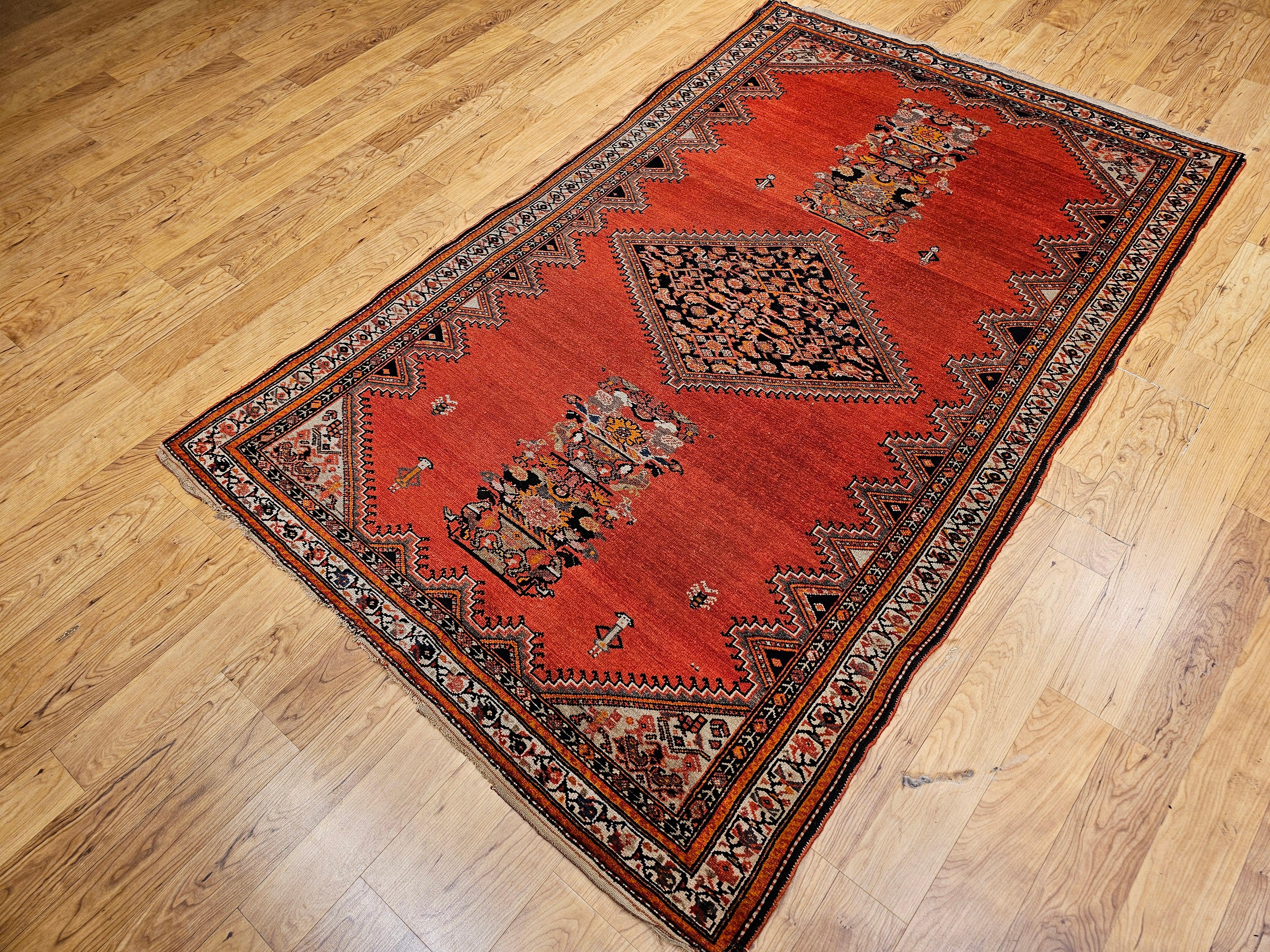 20th Century Vintage Persian Malayer Area Rug For Sale