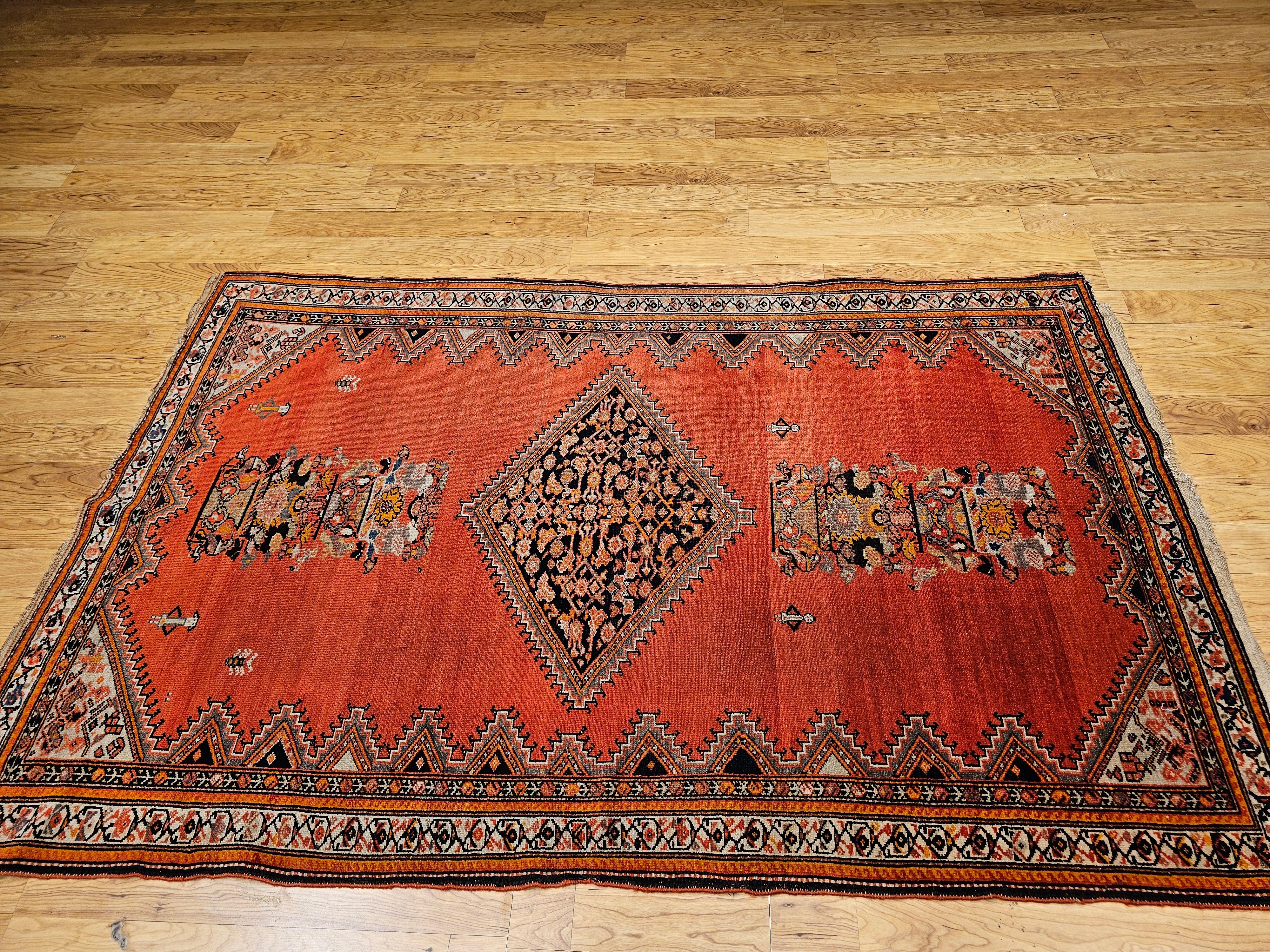 Vintage Persian Malayer Area Rug In Good Condition For Sale In Barrington, IL